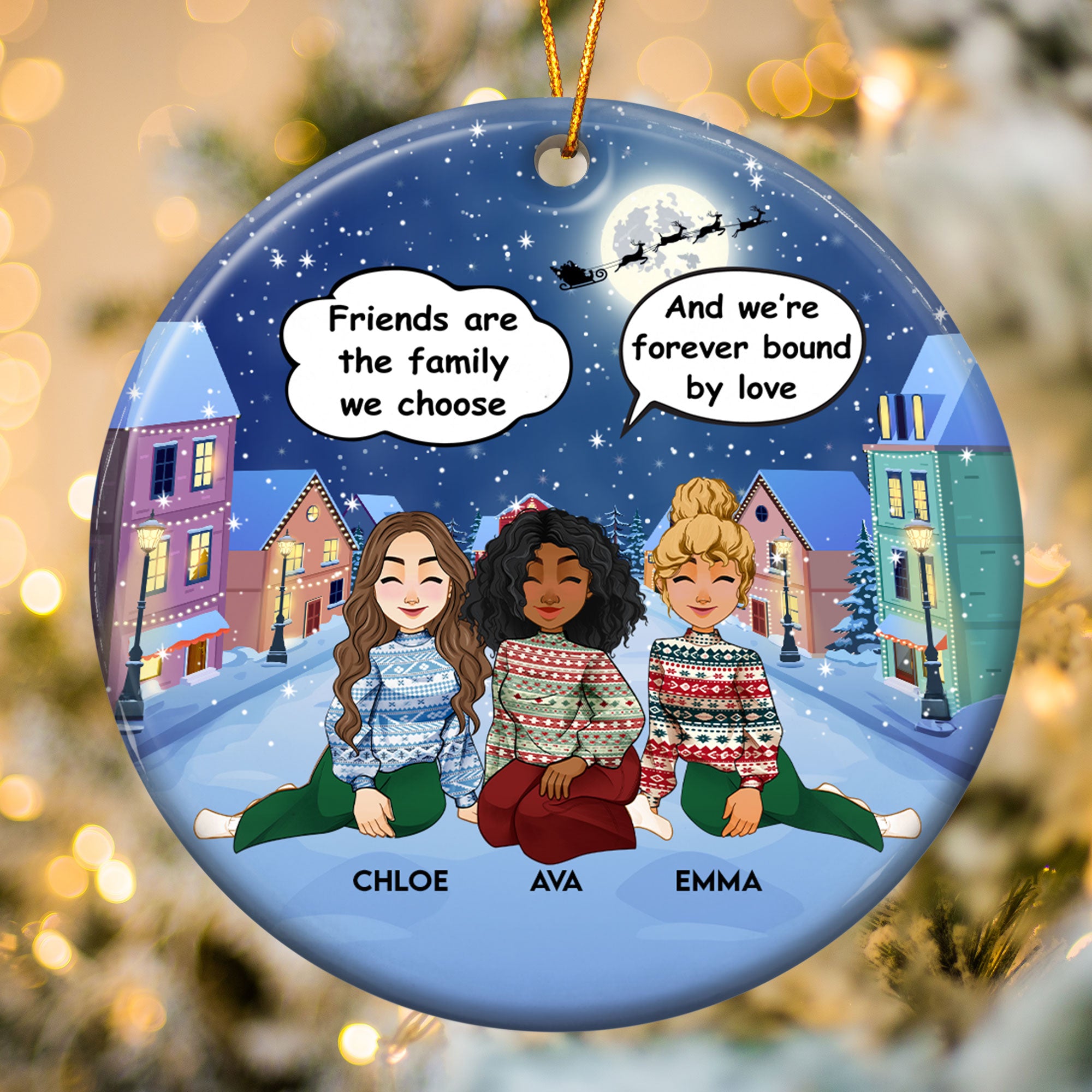 Friends Are Forever Bound By Love - Personalized Ceramic Ornament