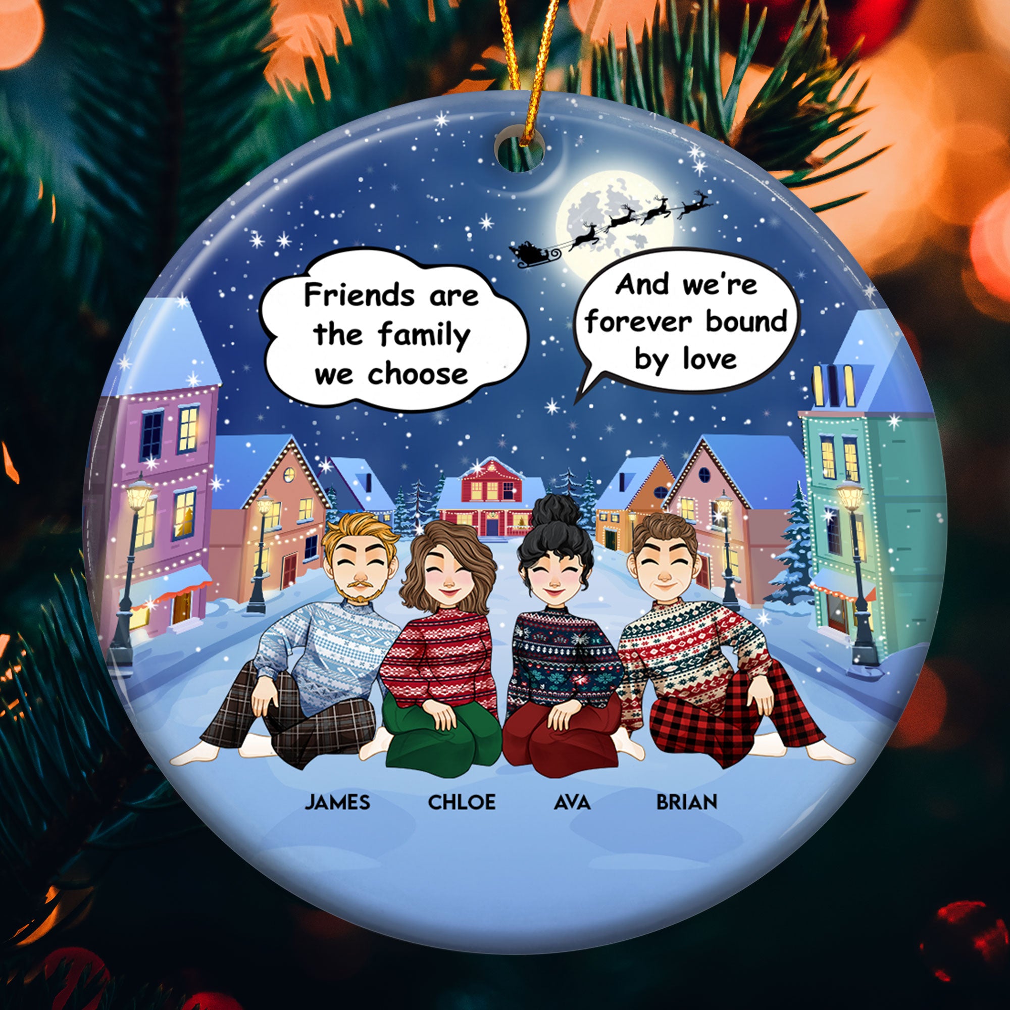 Friends Are Forever Bound By Love - Personalized Ceramic Ornament