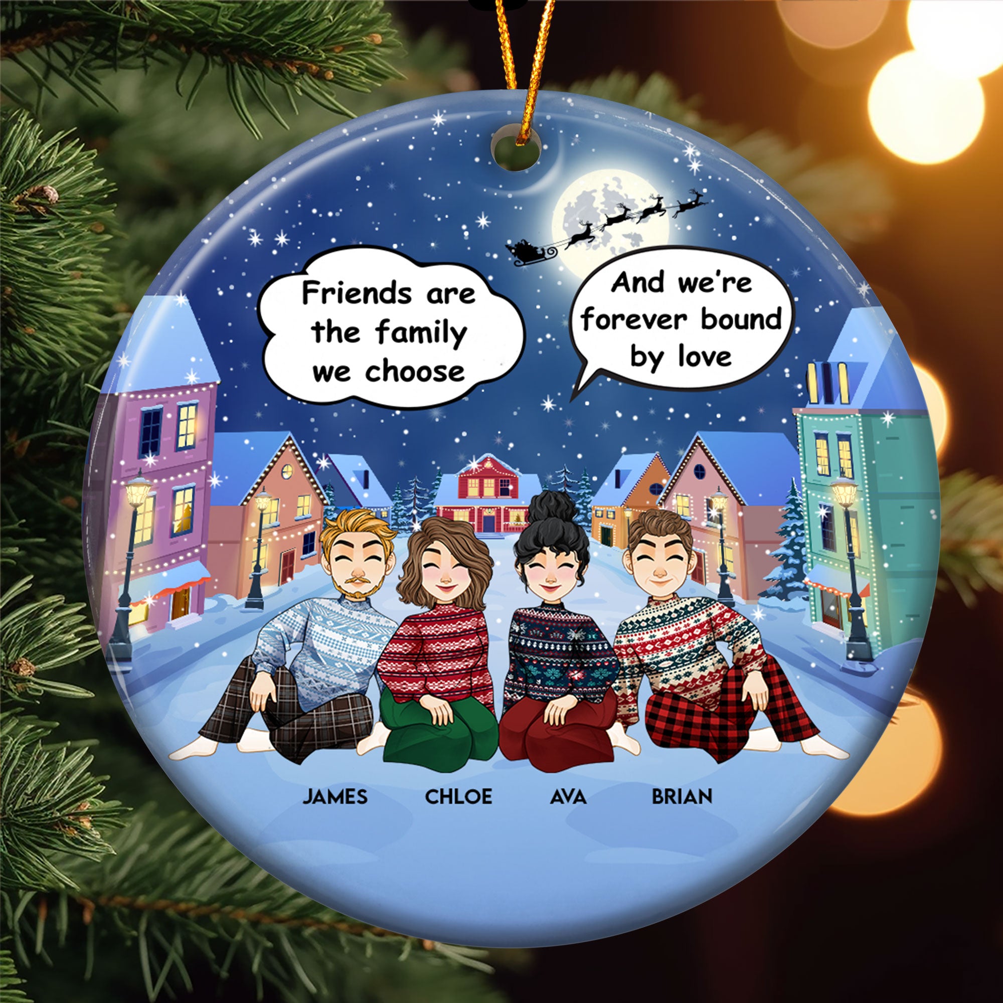 Friends Are Forever Bound By Love - Personalized Ceramic Ornament