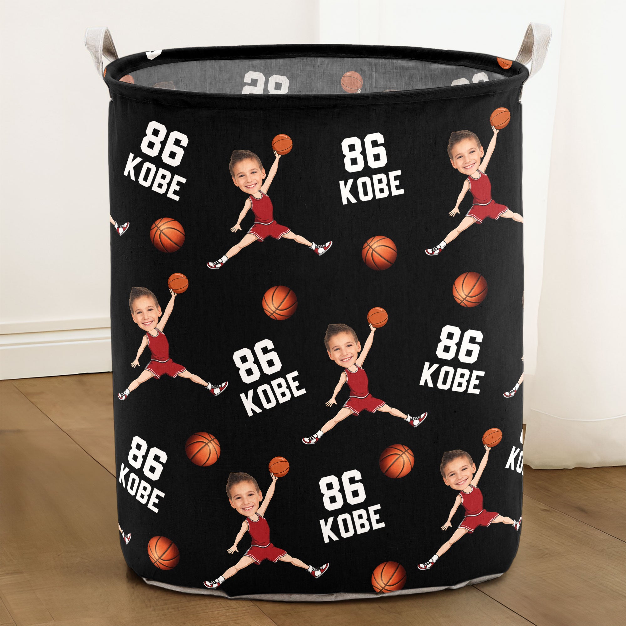 Custom Face Basketball Lovers - Personalized Photo Laundry Storage Basket