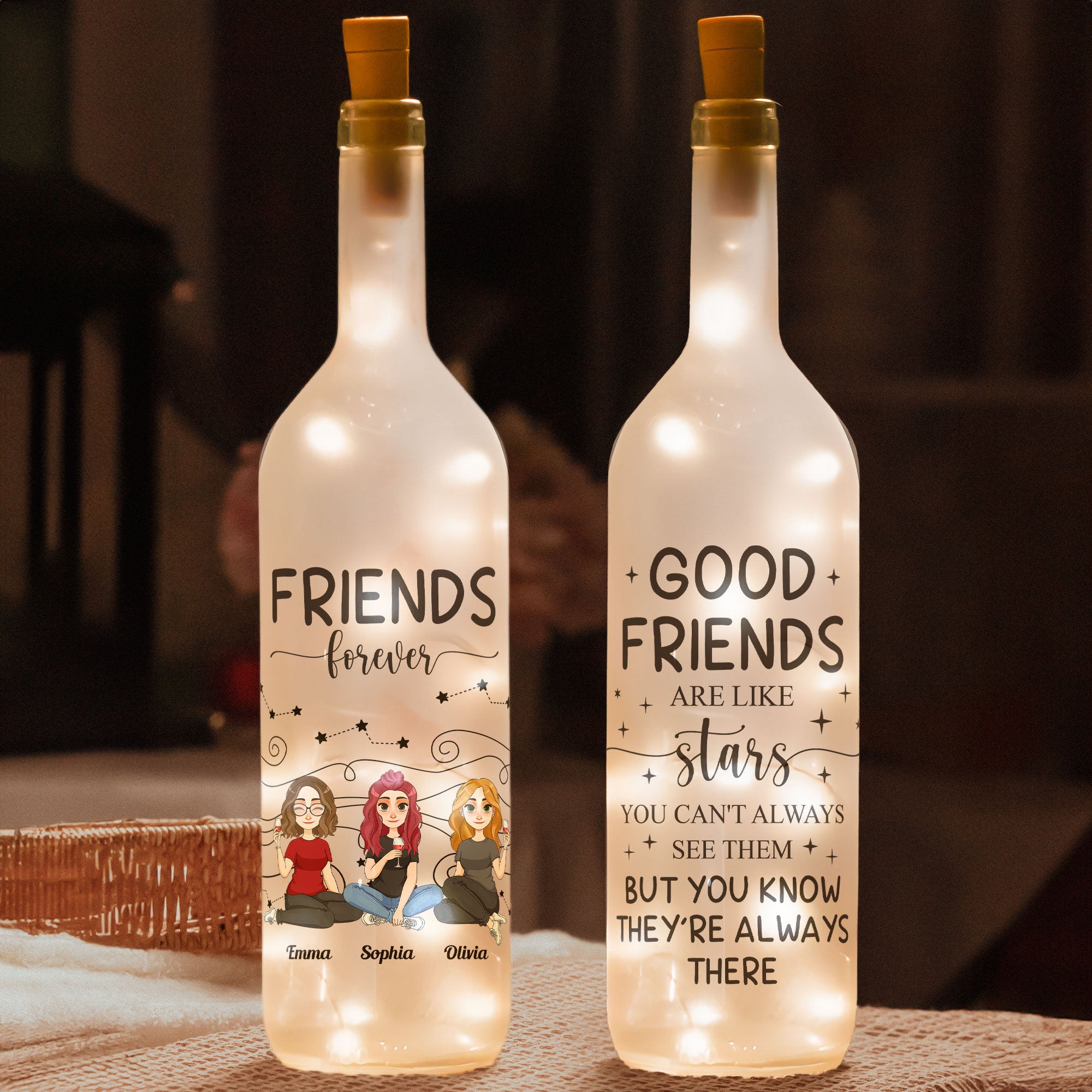 Friends Are Like Stars - Personalized Bottle Lamp