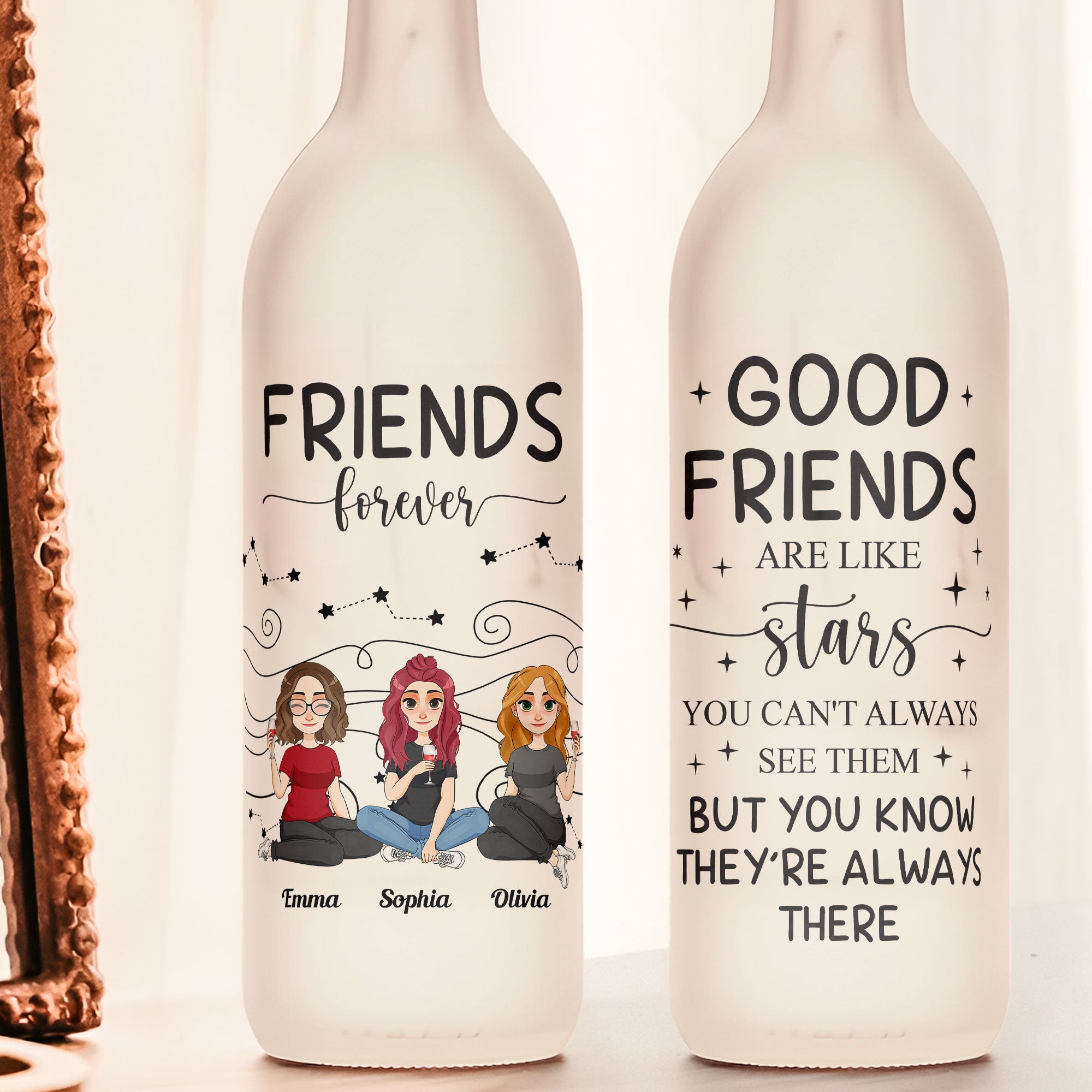 Friends Are Like Stars - Personalized Bottle Lamp