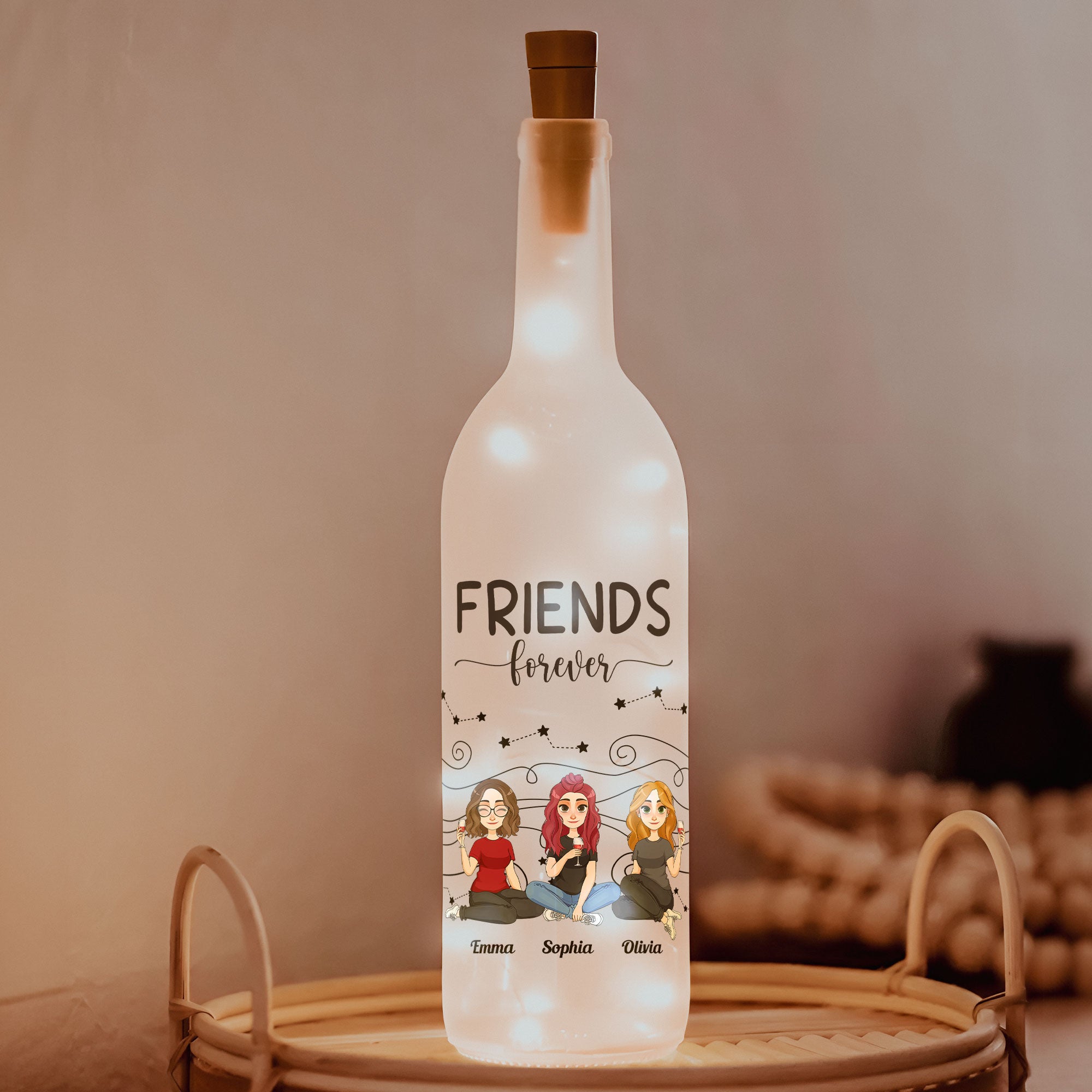 Friends Are Like Stars - Personalized Bottle Lamp