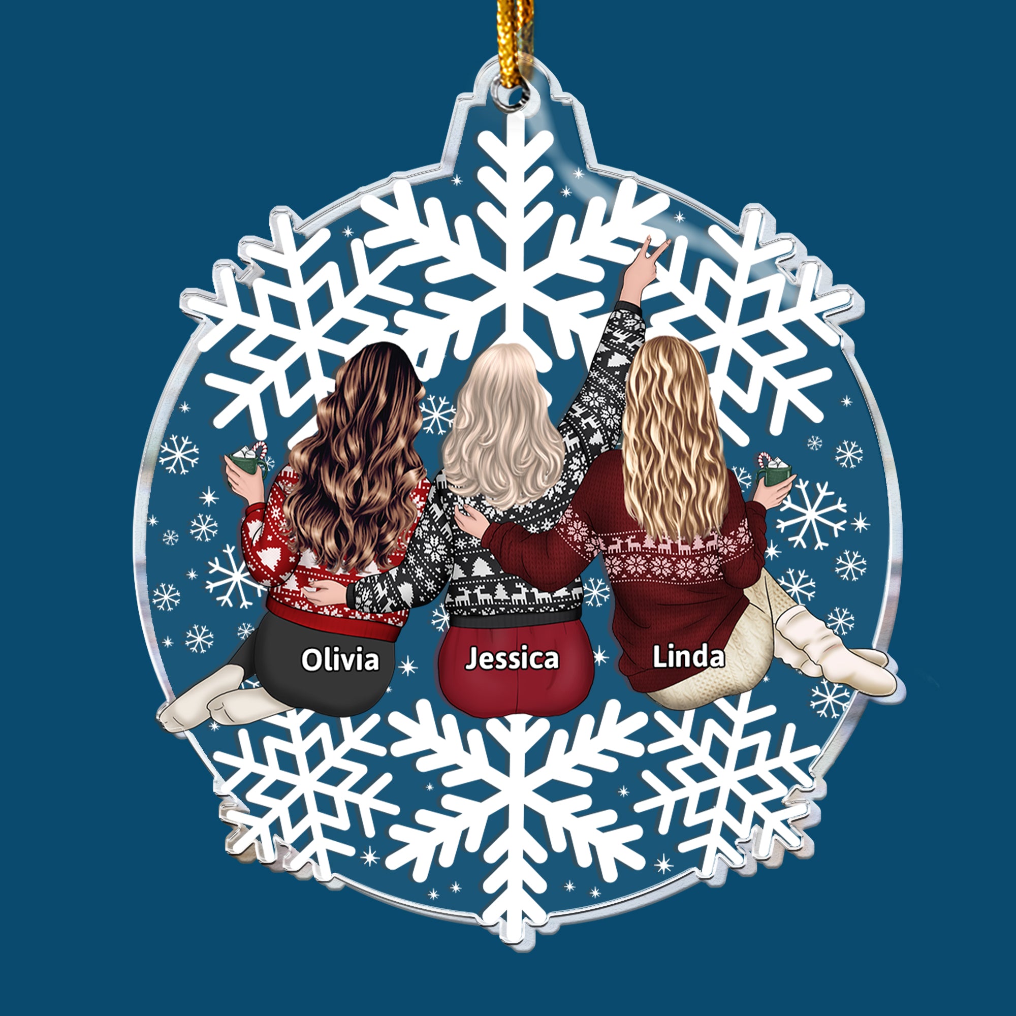 Friends, Family Sitting Together Snow Globe - Personalized Acrylic Ornament