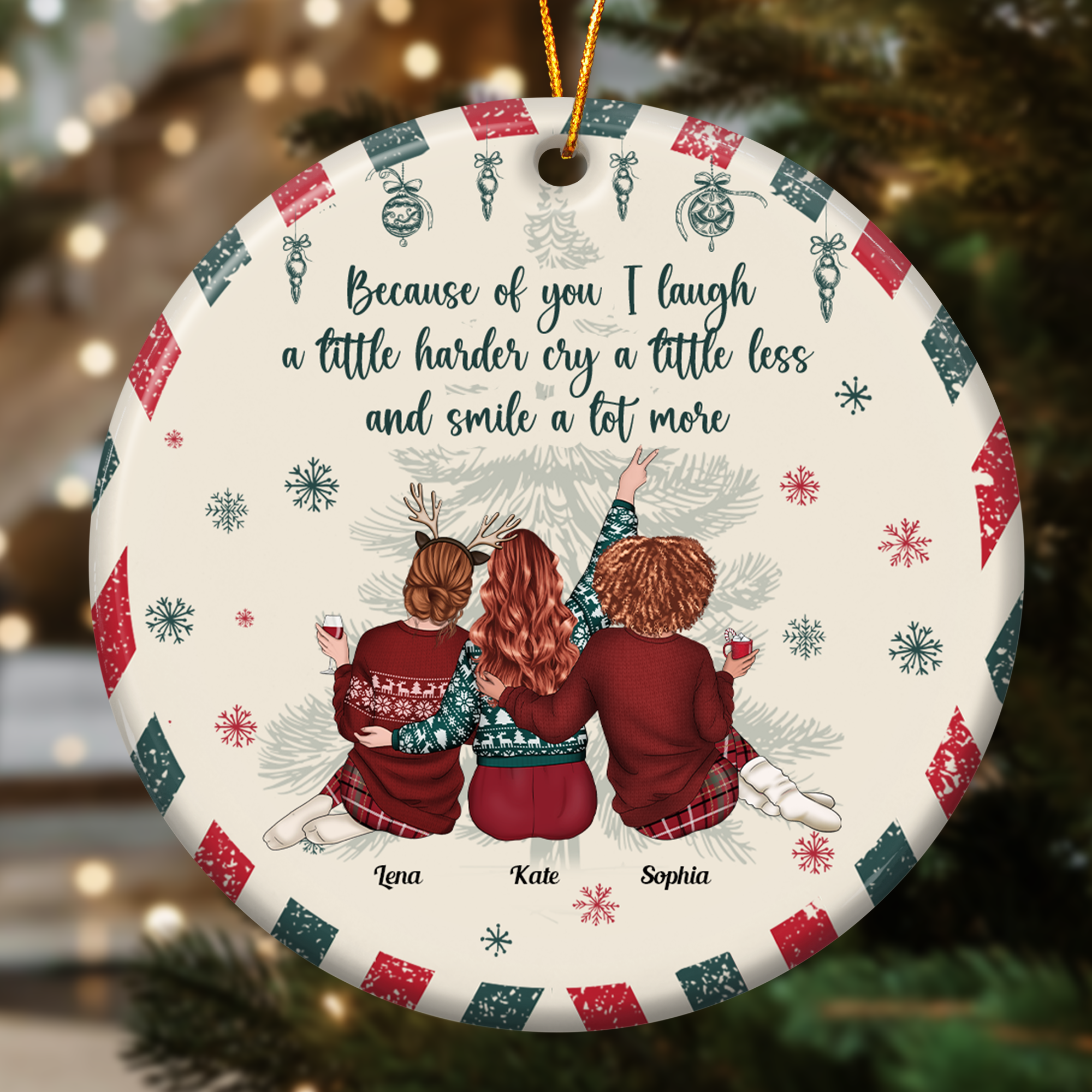 Friendship Christmas Thank You Gift - Gifts For Besties, Sisters - Personalized Ceramic Ornament