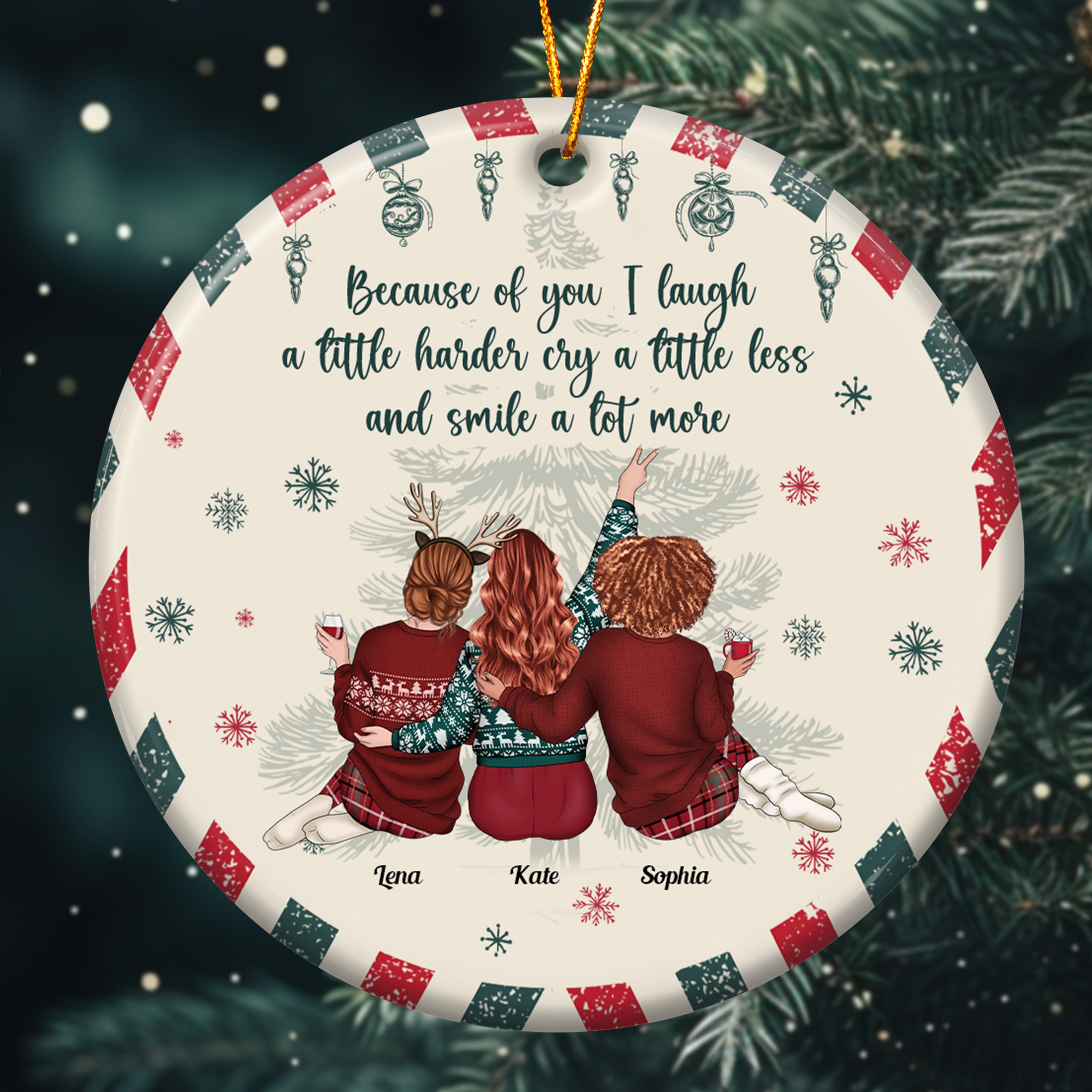 Friendship Christmas Thank You Gift - Gifts For Besties, Sisters - Personalized Ceramic Ornament