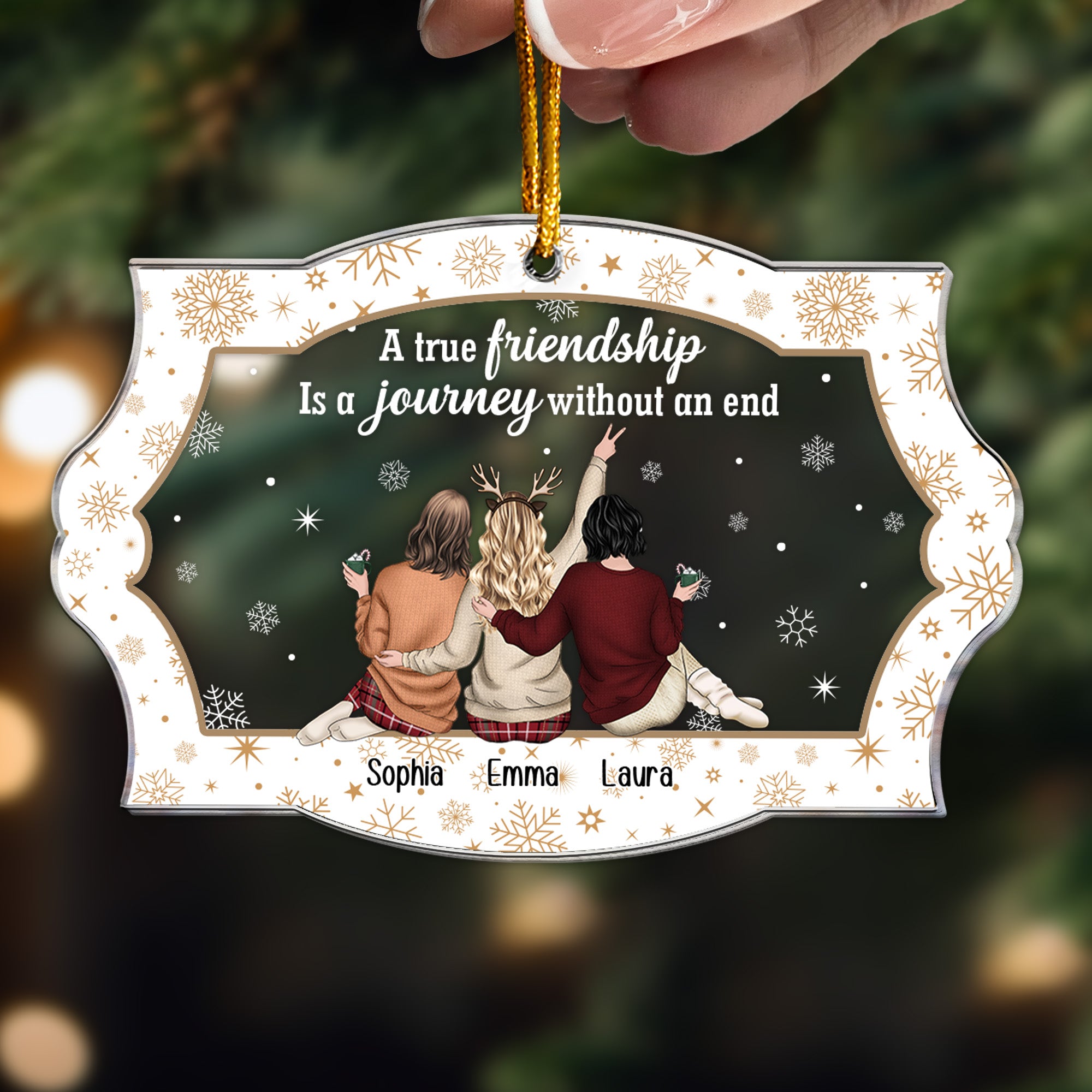 Friendship Is A Journey Without An End - Personalized Acrylic Ornament