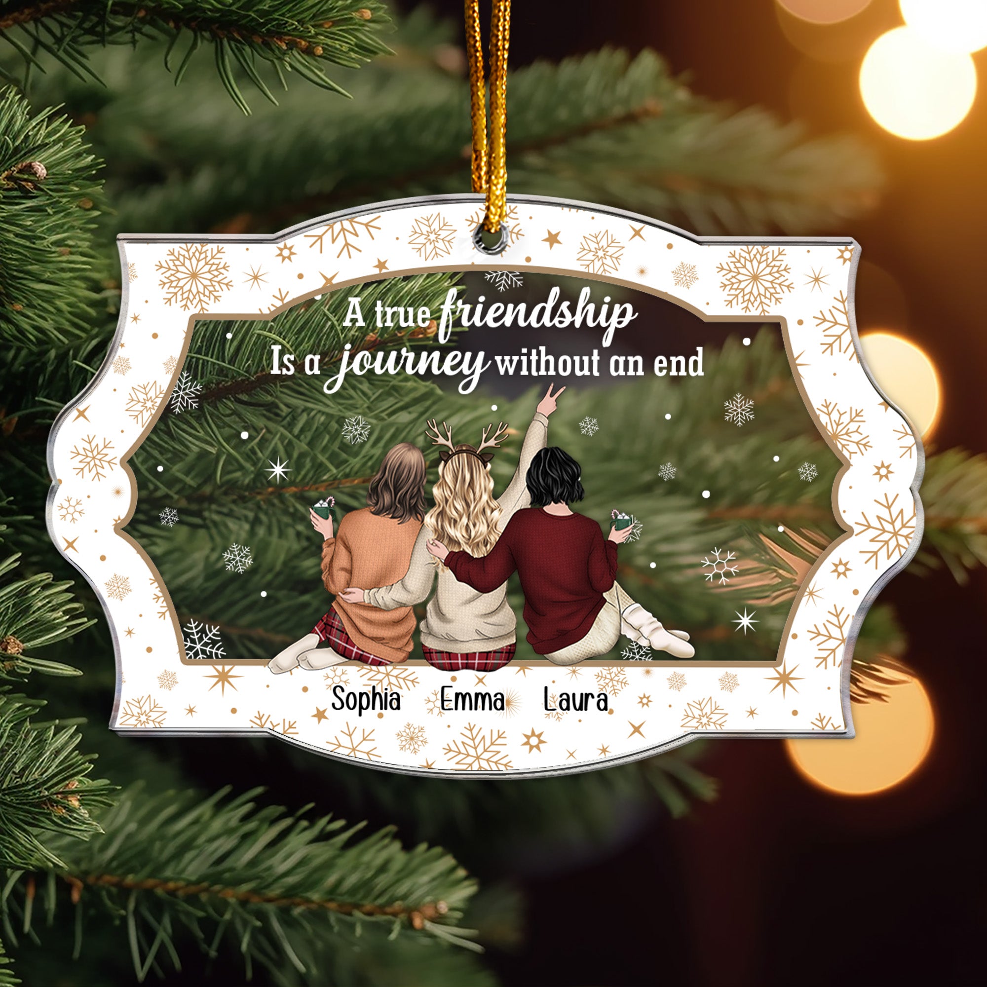 Friendship Is A Journey Without An End - Personalized Acrylic Ornament