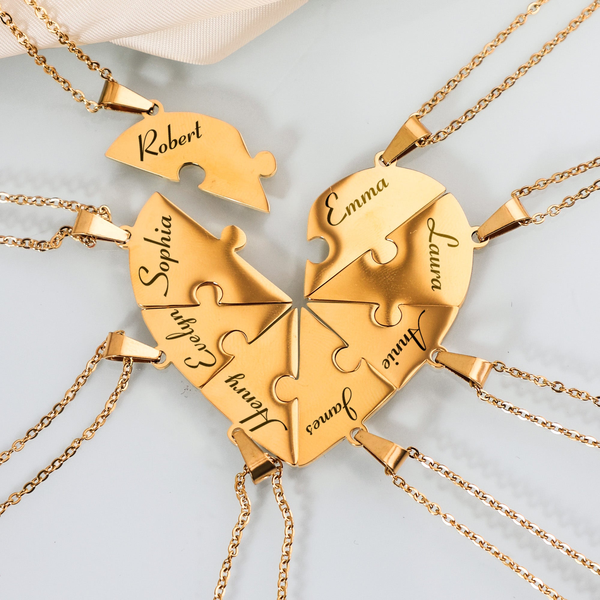 Friendship Puzzle Hearts - Personalized Heart Puzzle Name Necklace