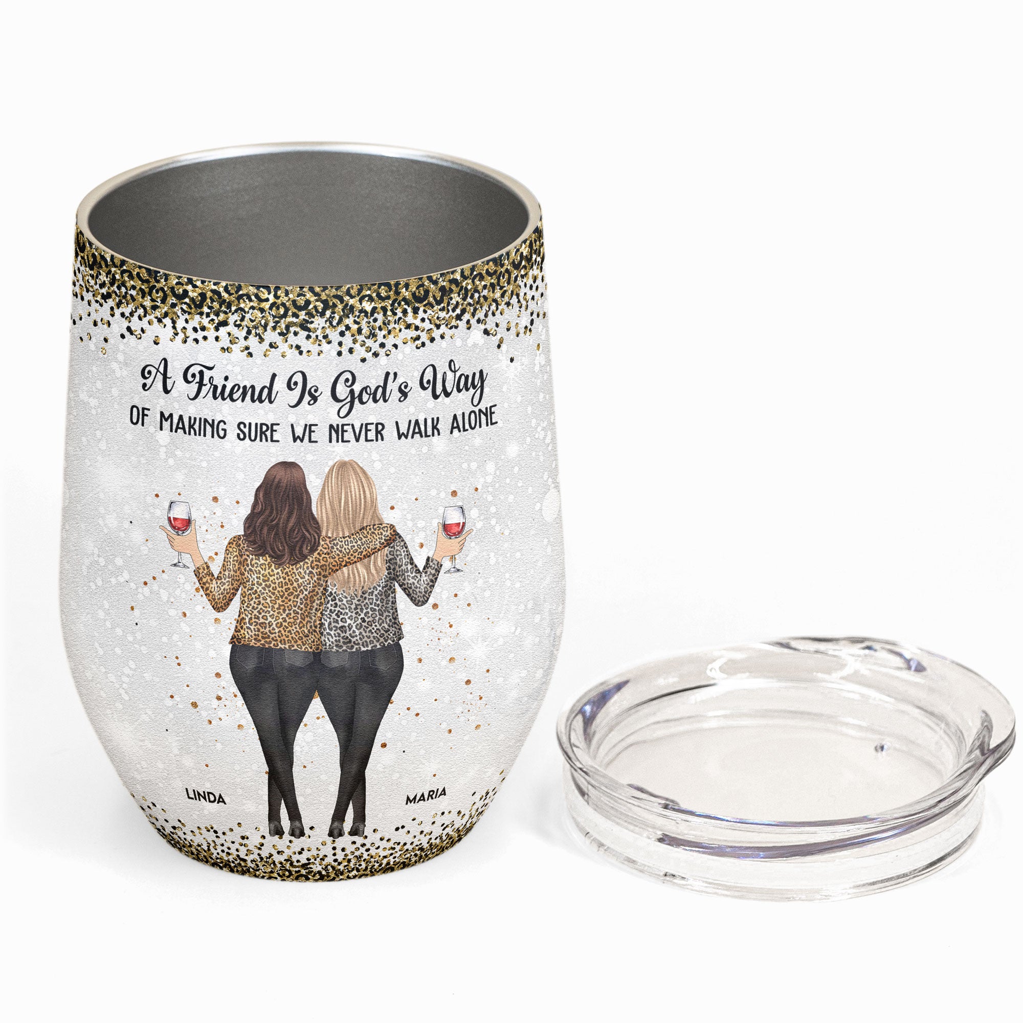 Friendship, We Never Walk Alone - Personalized Wine Tumbler