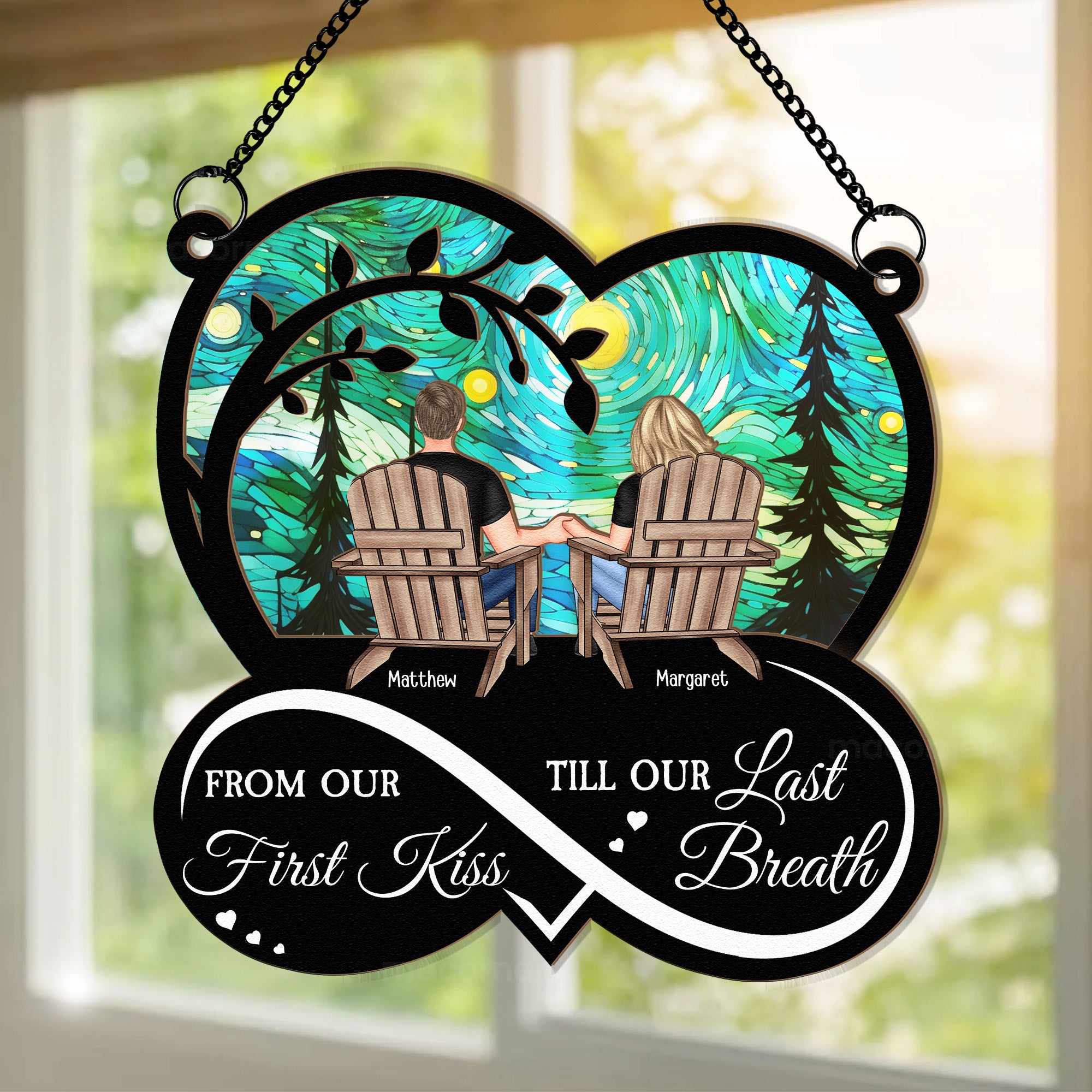 From Our First Kiss Heart Infinity - Personalized Window Hanging Suncatcher Ornament