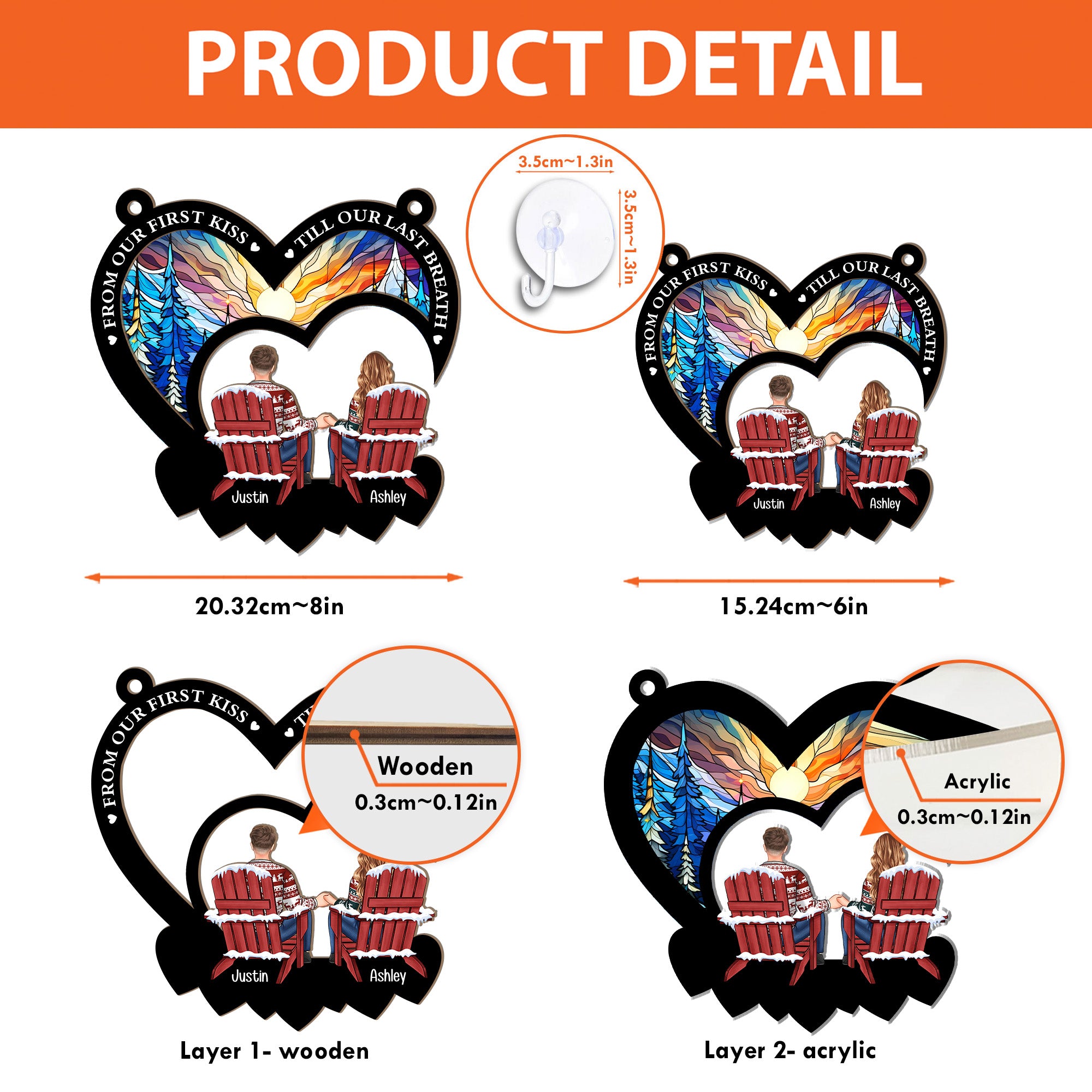 From Our First Kiss New Version - Personalized Window Hanging Suncatcher Ornament