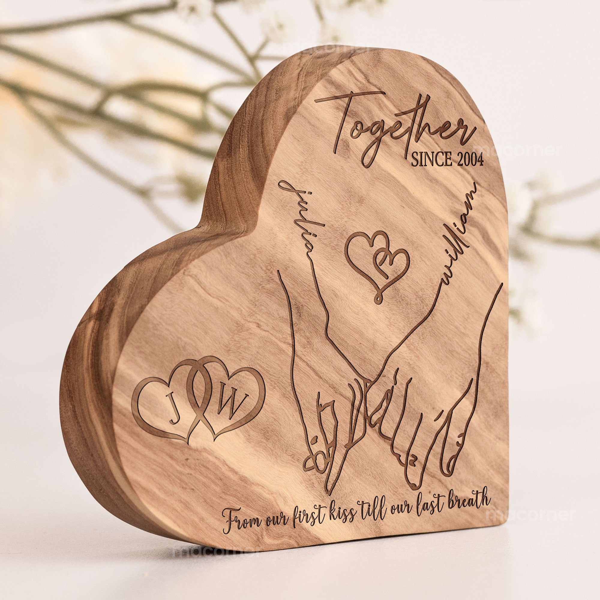 From Our First Kiss Till Our Last Breath - Personalized Engraved Wood Plaque