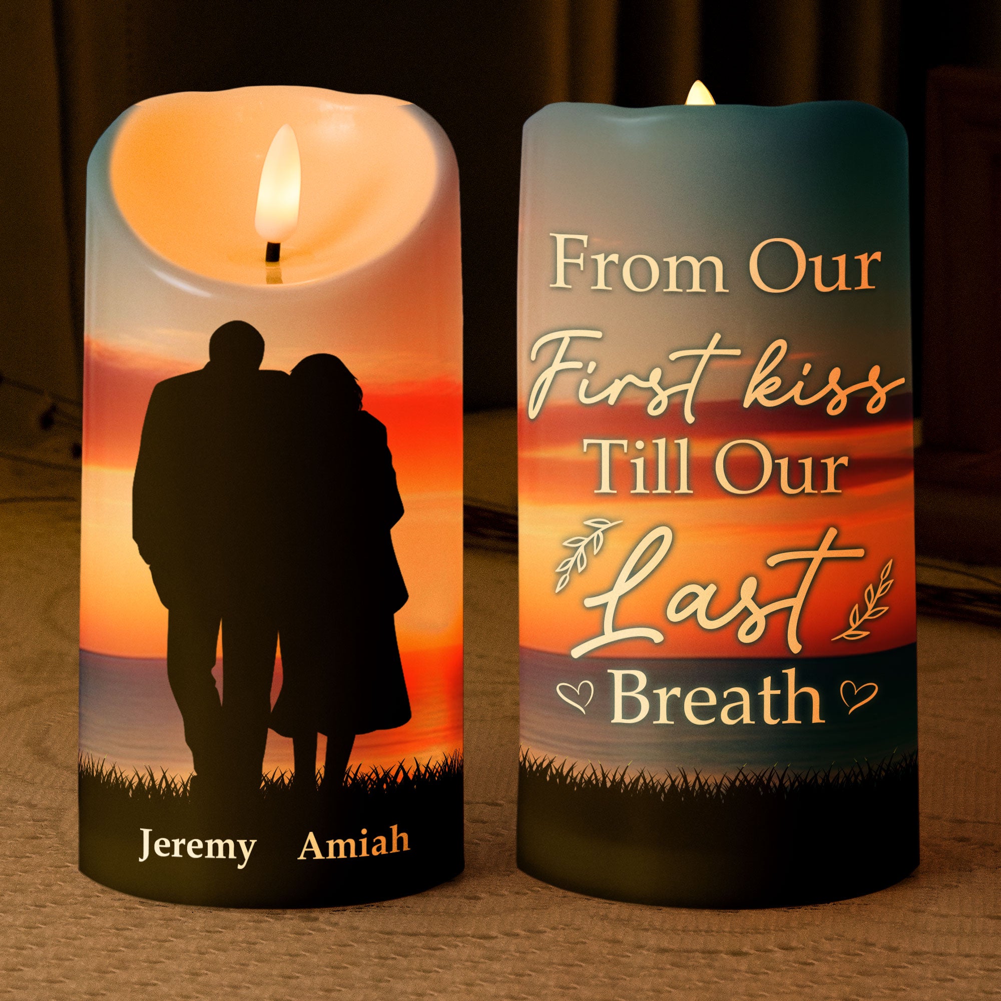 From Our First Kiss Till Our Last Breath - Personalized Led Candle