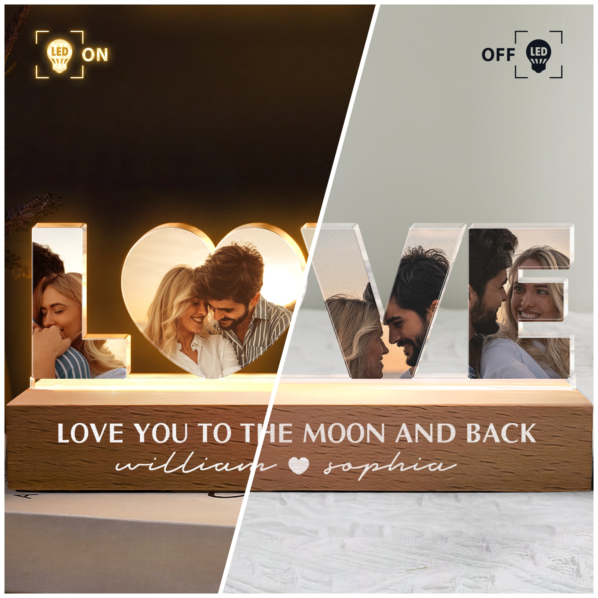 Love You To The Moon And Back - Personalized Photo LED Night Light