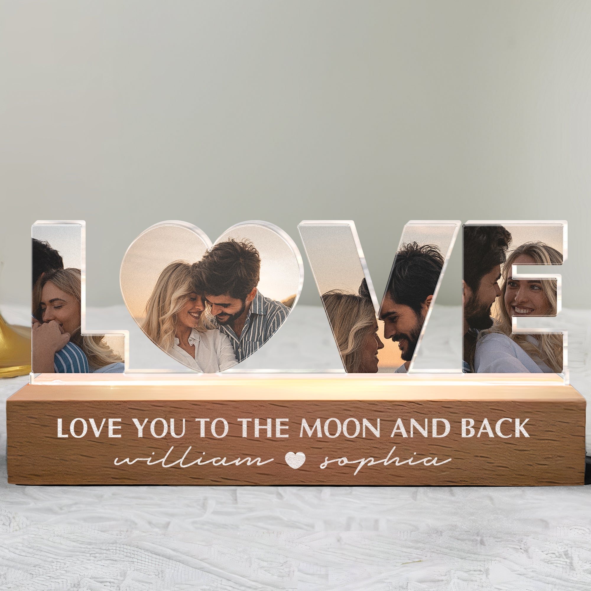 Love You To The Moon And Back - Personalized Photo LED Night Light