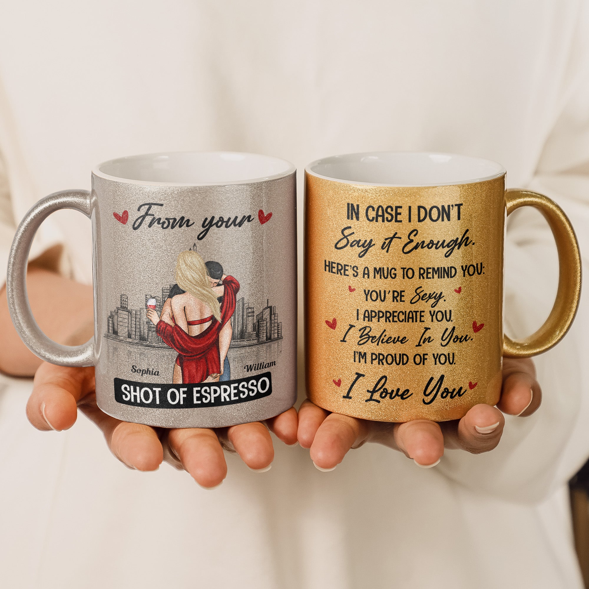 From Your Shot Of Espresso - Personalized Glitter Coffee Mug