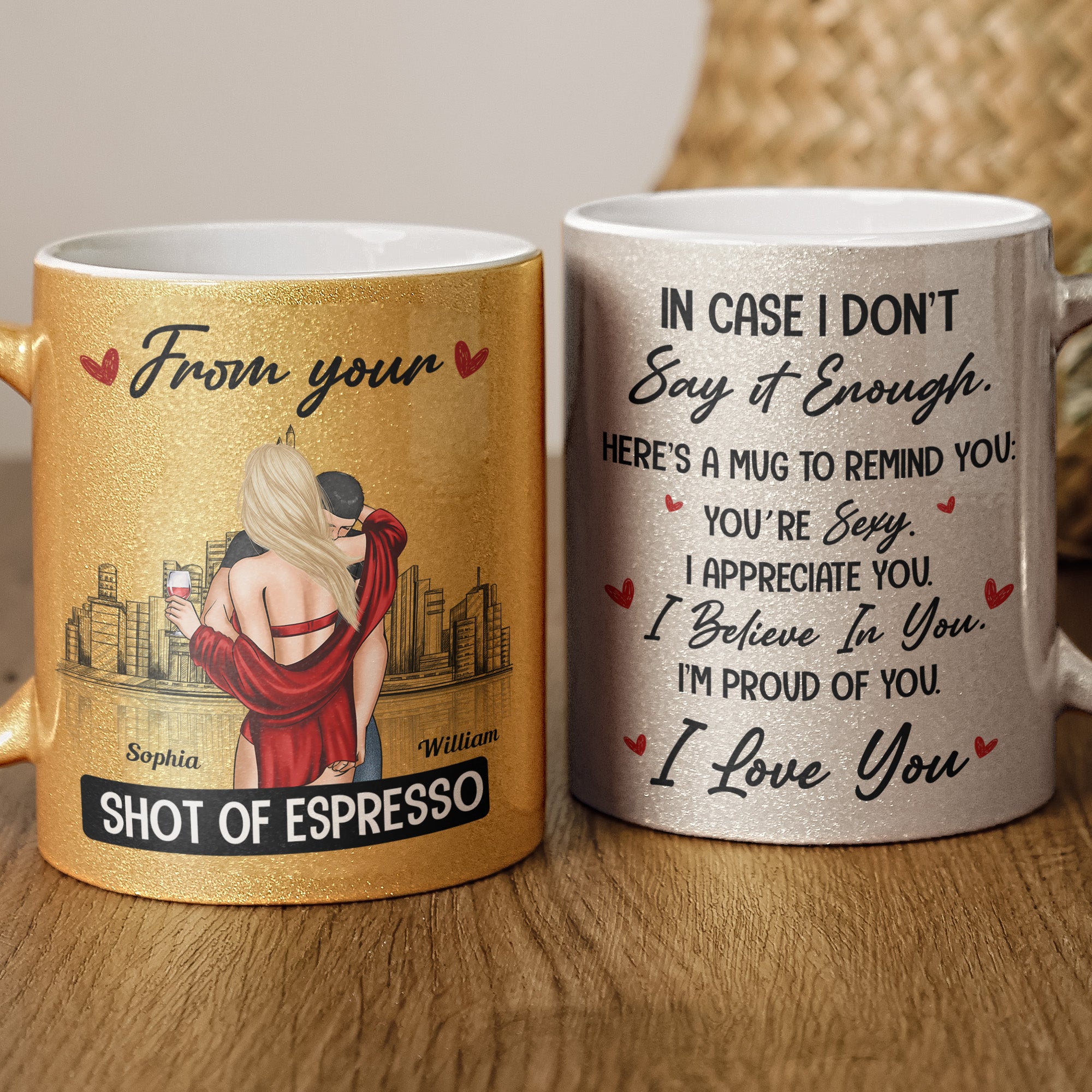 From Your Shot Of Espresso - Personalized Glitter Coffee Mug