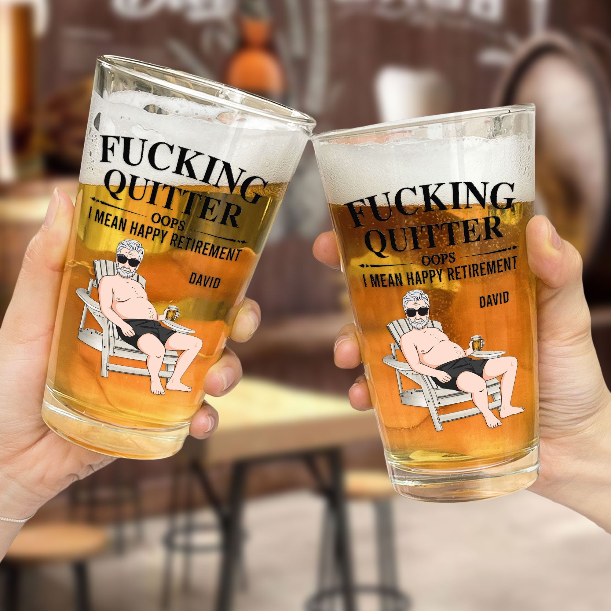 Quitter Oops I Mean Happy Retirement - Personalized Beer Glass