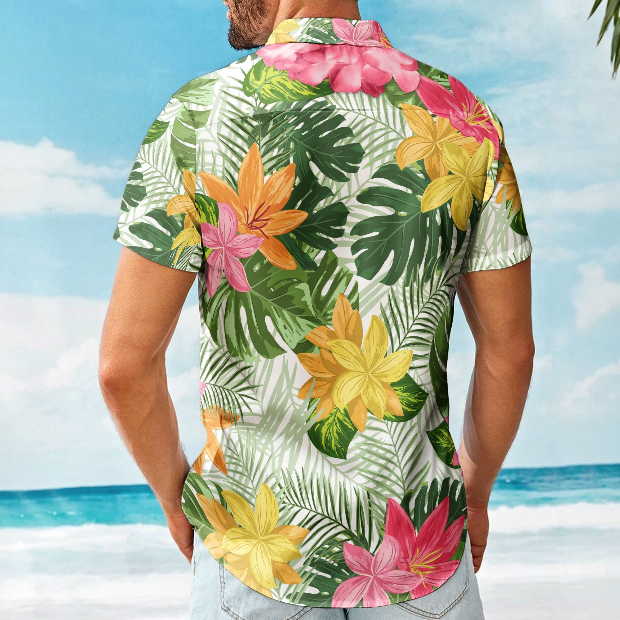 Funny Big Belly Aloha With Tropical Flowers - Custom Hawaiian Shirt