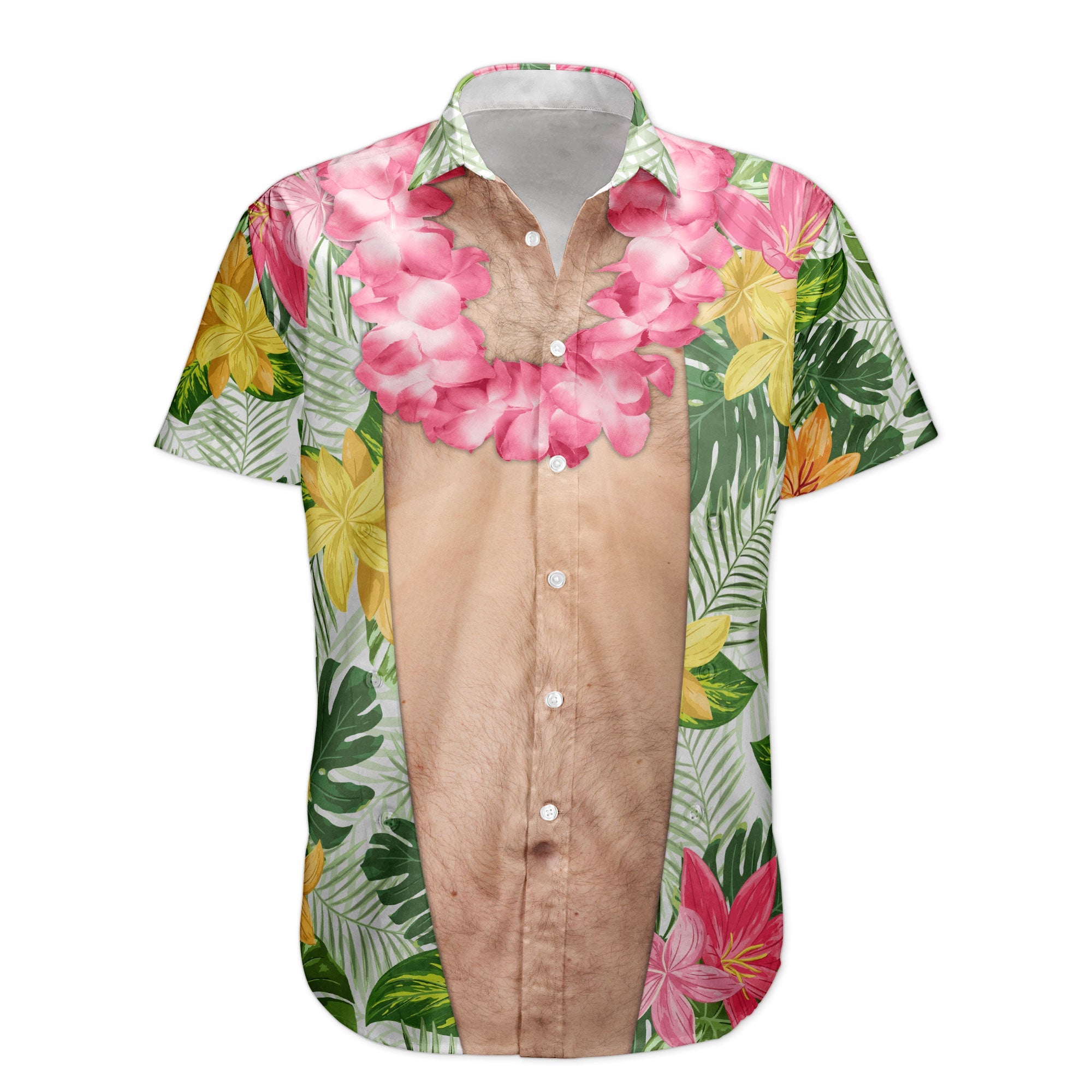 Funny Big Belly Aloha With Tropical Flowers - Custom Hawaiian Shirt