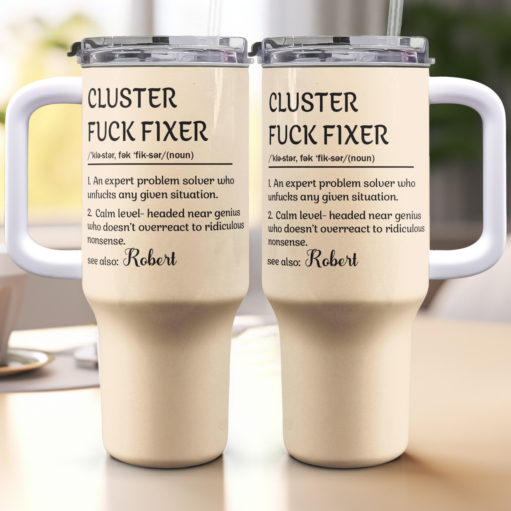 Funny Boss Cup - Cluster F*ck Fixer - Fun Gifts For Coworkers - Personalized 40oz Tumbler With Straw