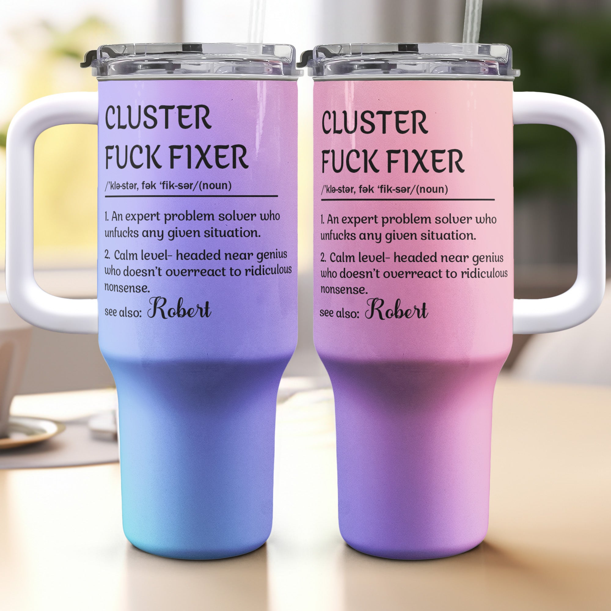 Funny Boss Cup - Cluster F*ck Fixer - Fun Gifts For Coworkers - Personalized 40oz Tumbler With Straw