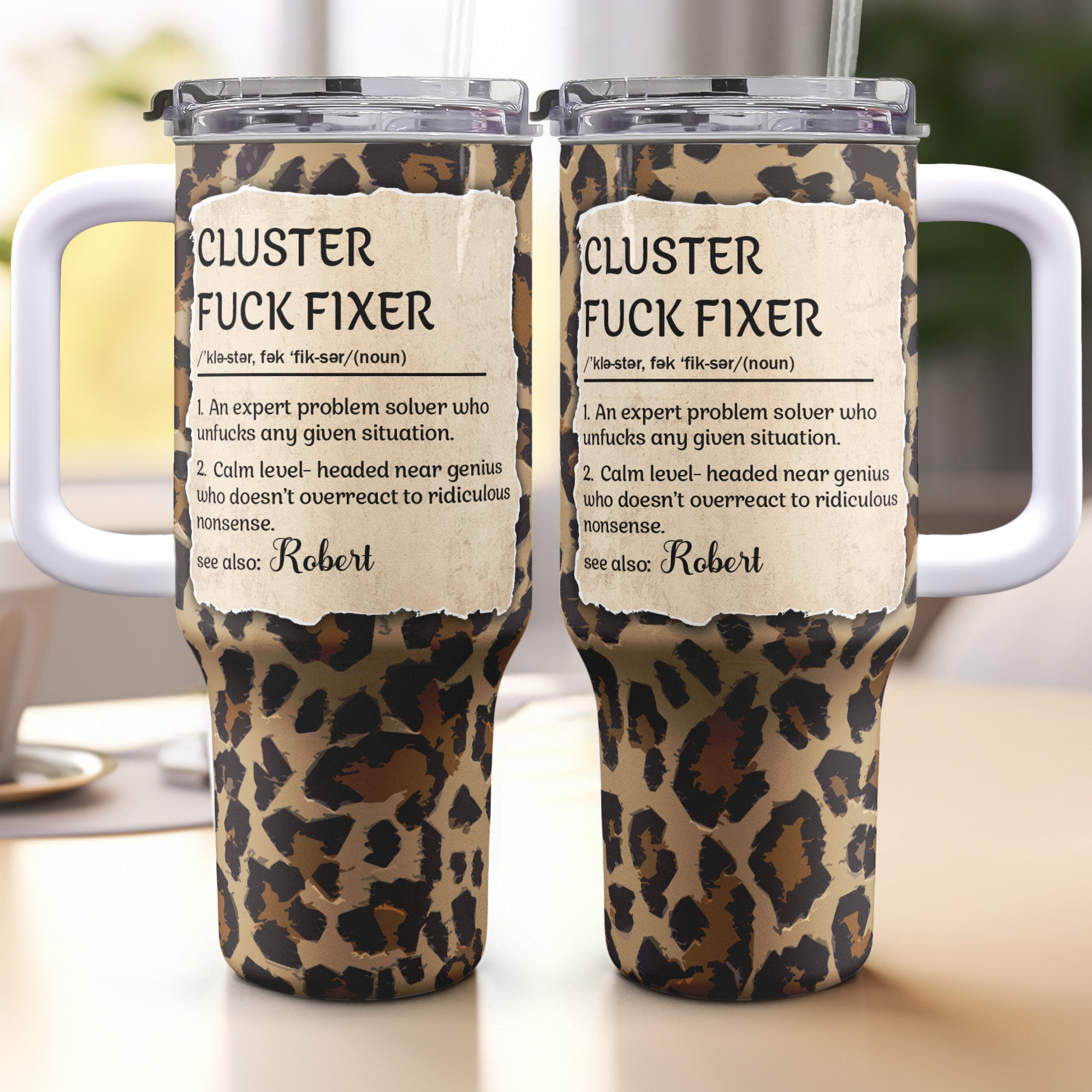 Funny Boss Cup - Cluster F*ck Fixer - Fun Gifts For Coworkers - Personalized 40oz Tumbler With Straw