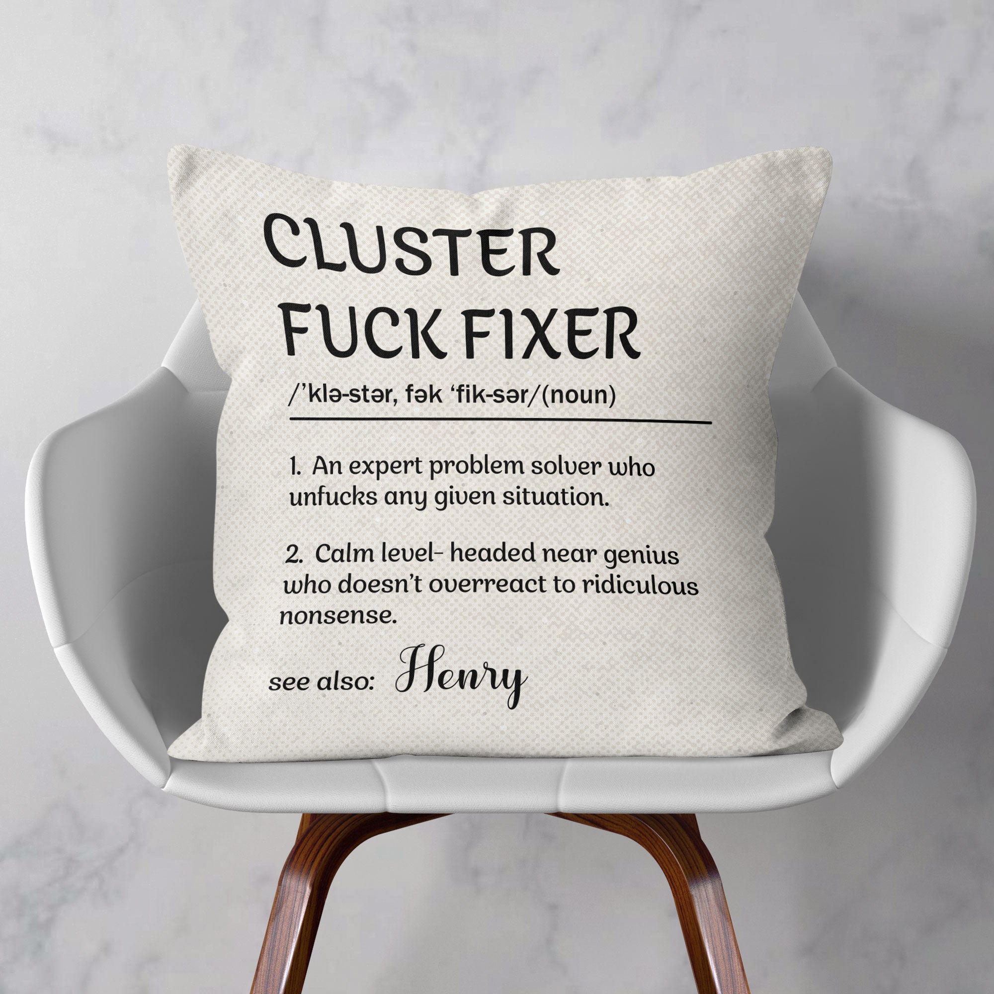 Funny Boss Gifts - Cluster Fuck Fixer - For Coworkers, Work Besties - Personalized Pillow (Insert Included)