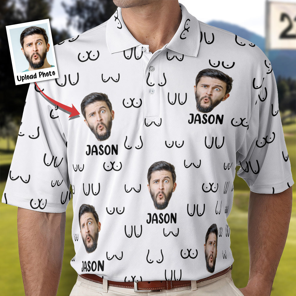 Funny Breast Gifts For Him - Personalized Photo Polo Shirt