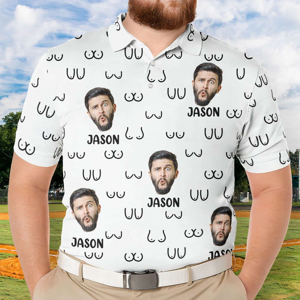 Funny Breast Gifts For Him - Personalized Photo Polo Shirt