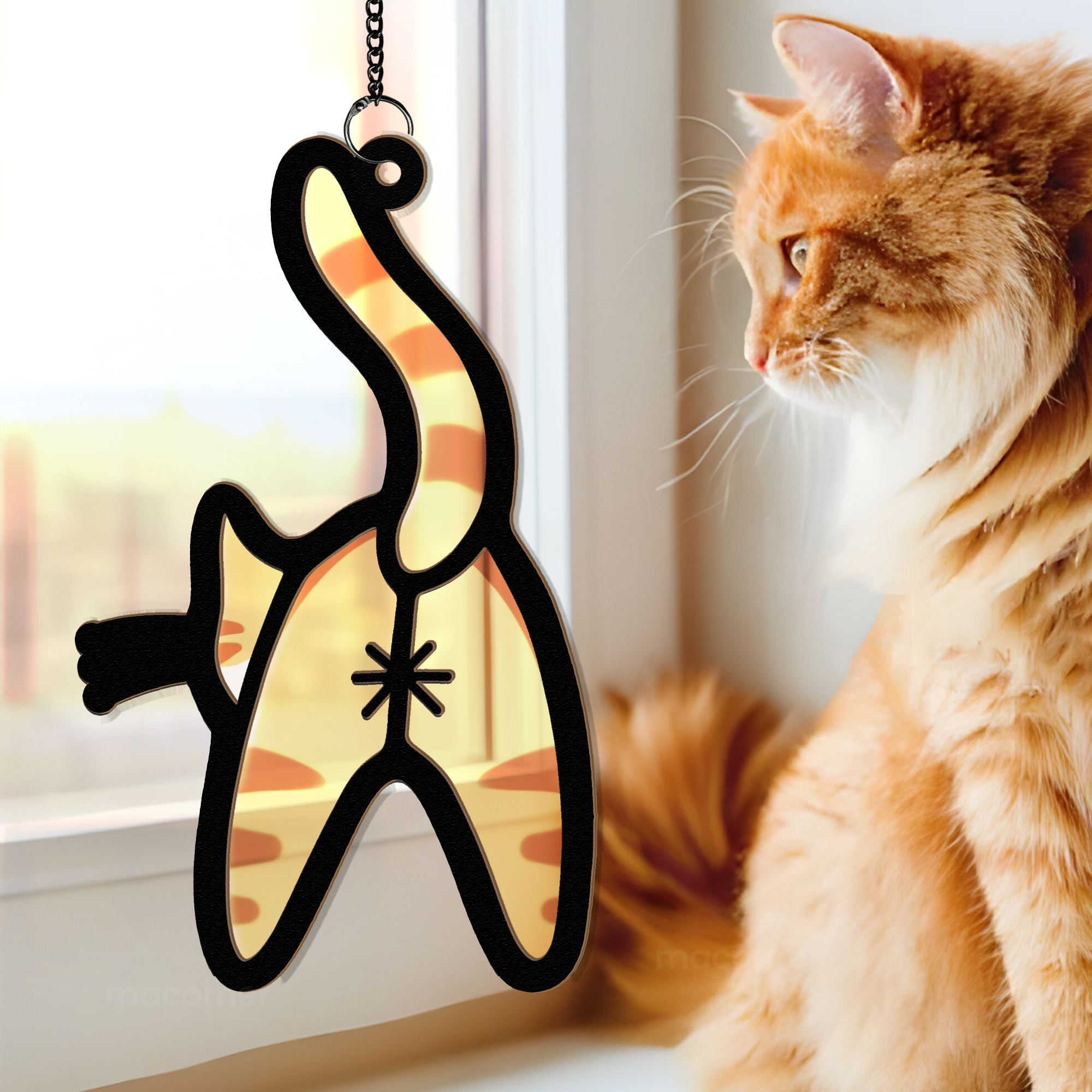 Funny Cat Butt - Personalized Window Hanging Suncatcher Ornament