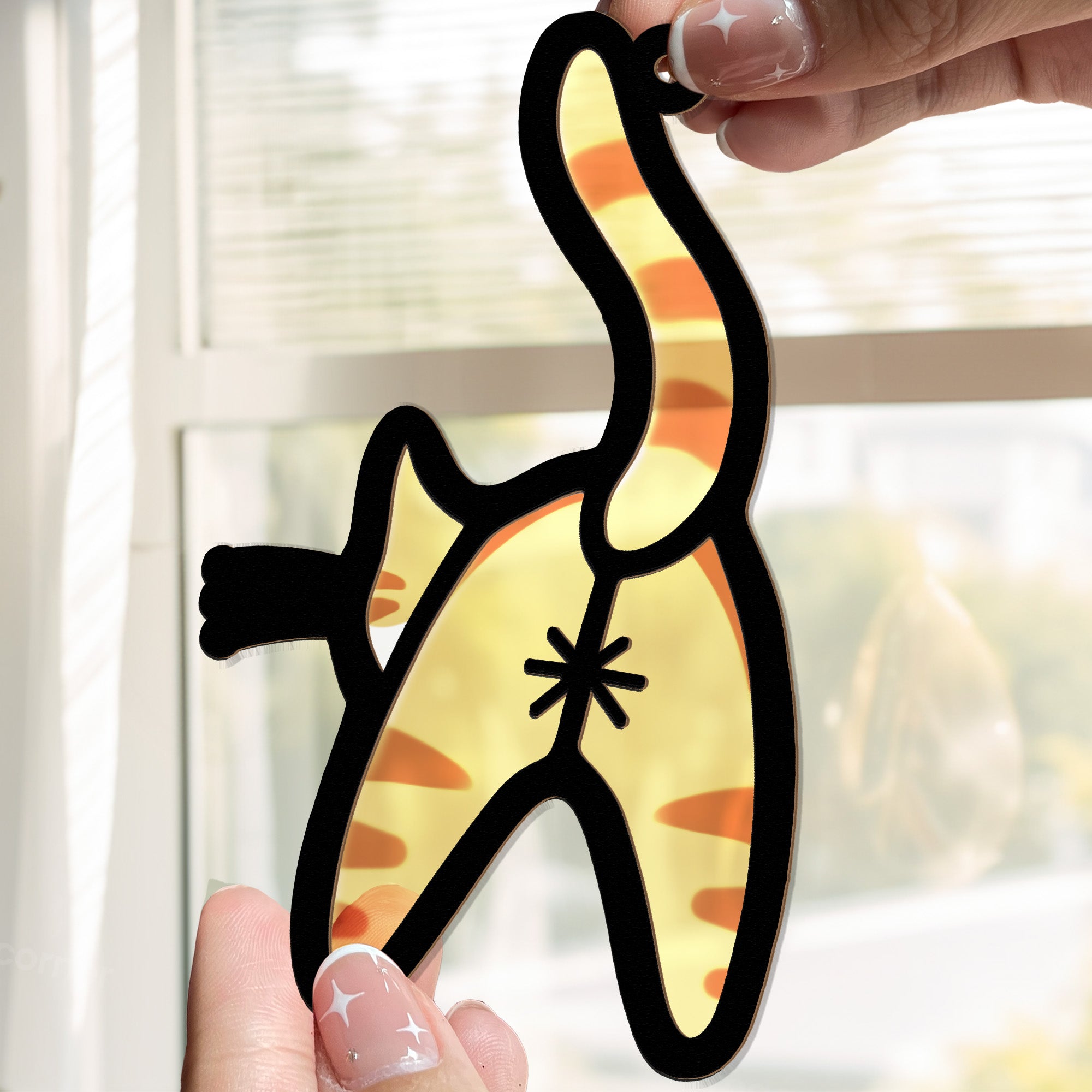 Funny Cat Butt - Personalized Window Hanging Suncatcher Ornament