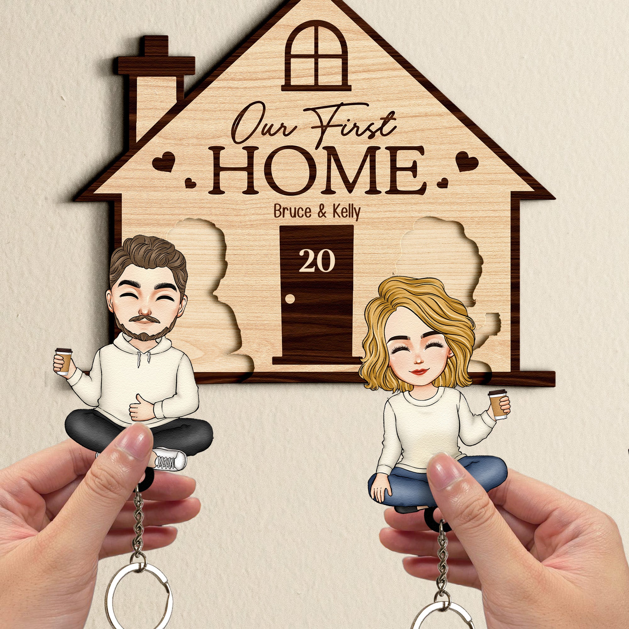 Funny Couple Home Sweet Home - Personalized Key Holder