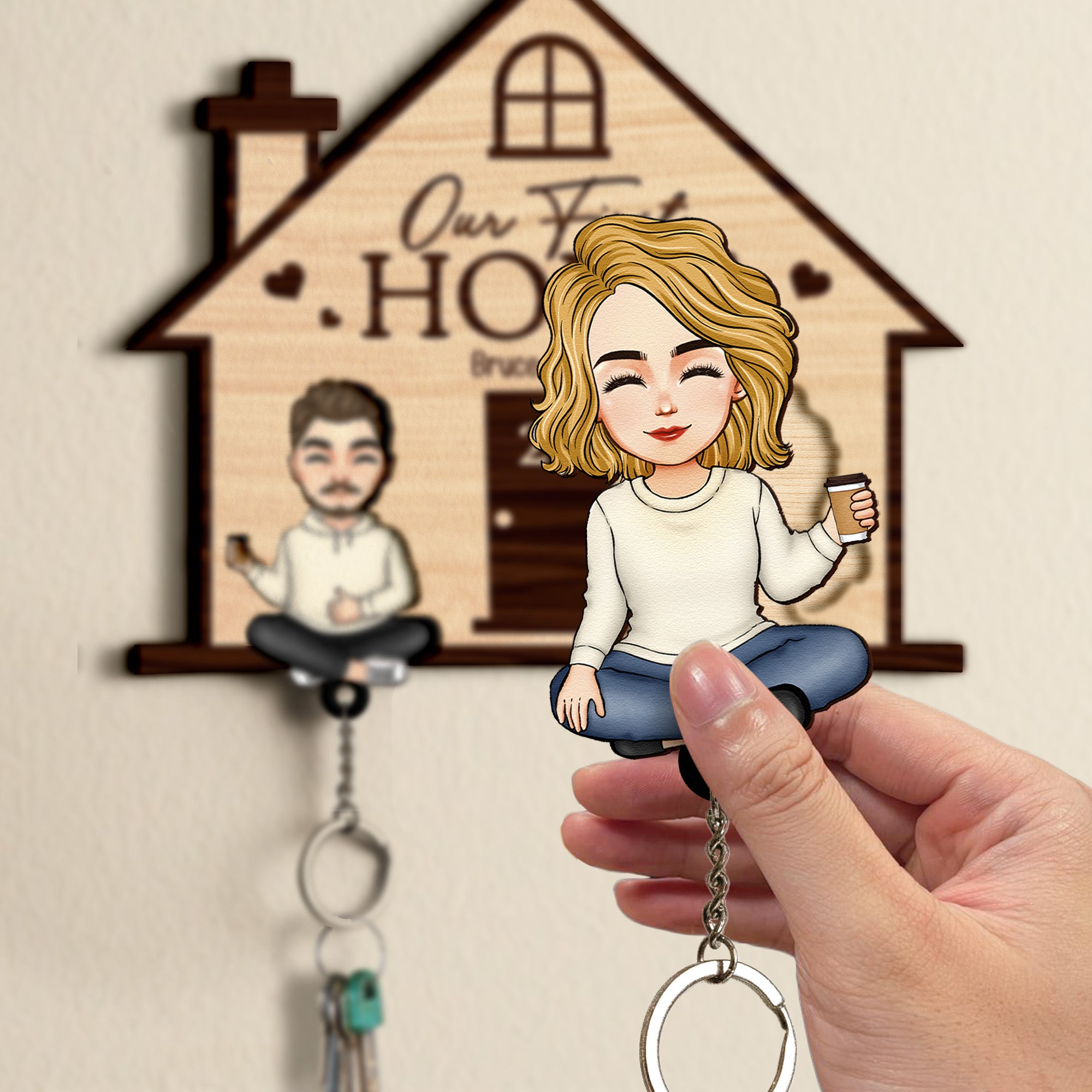 Funny Couple Home Sweet Home - Personalized Key Holder