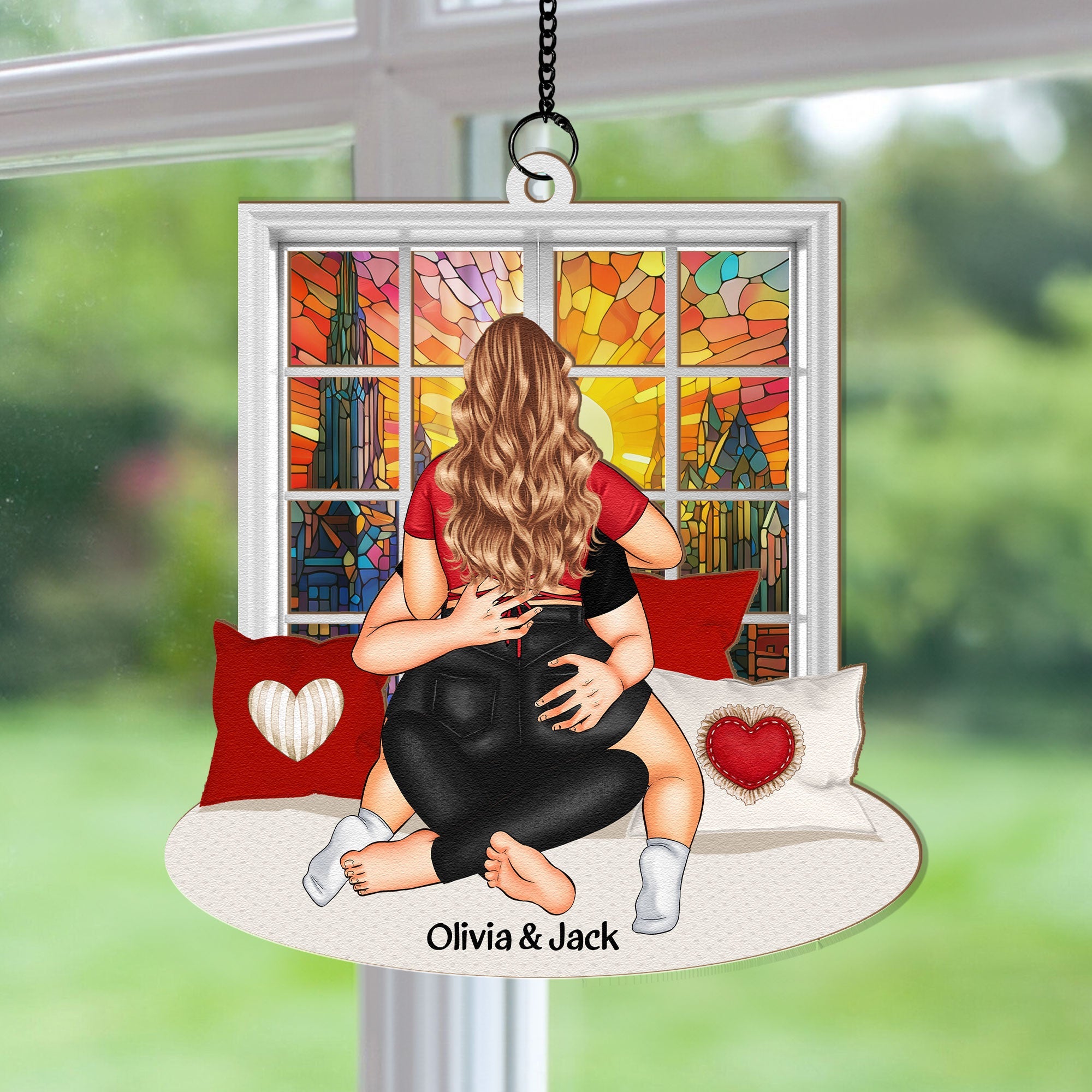 Funny Couple - Personalized Window Hanging Suncatcher Ornament