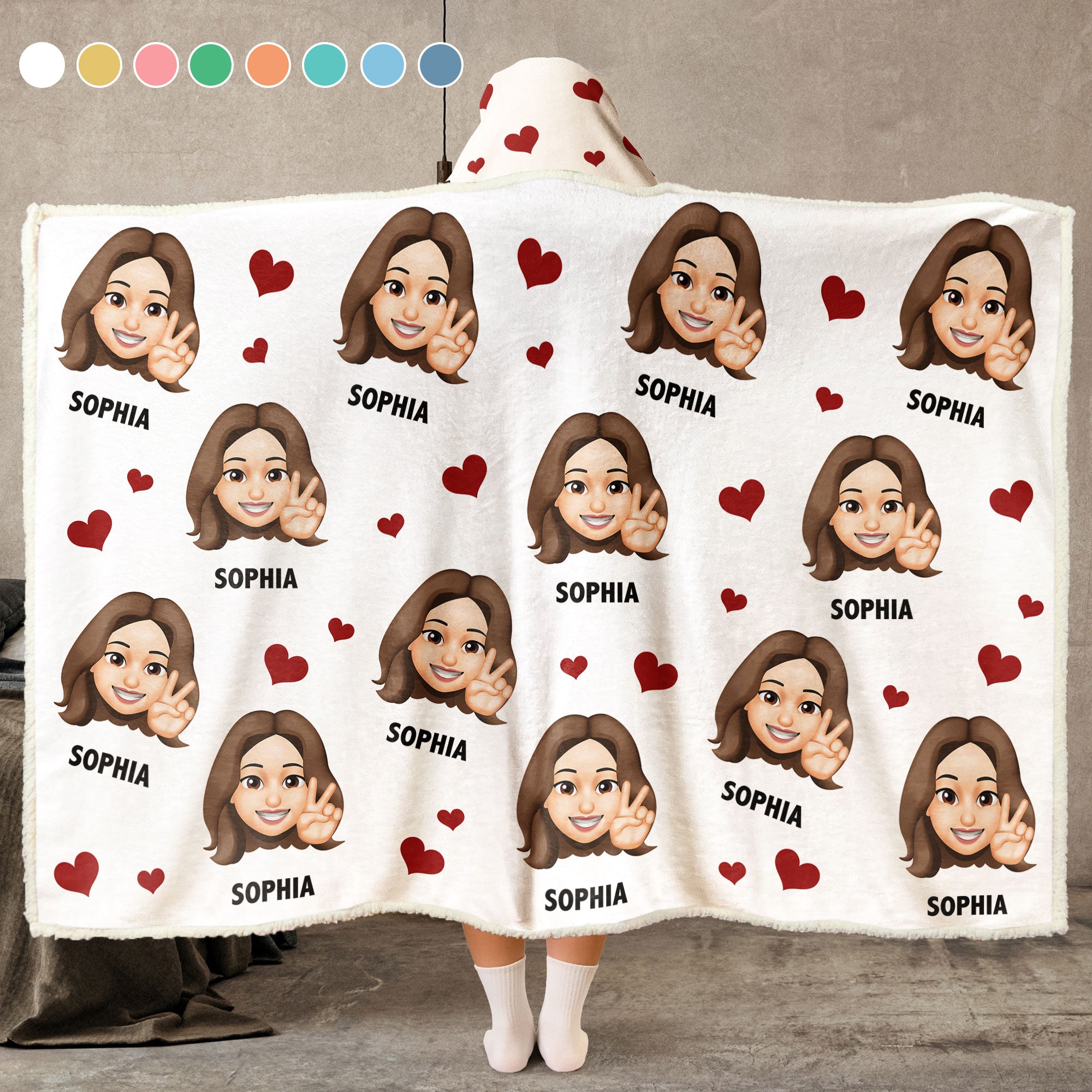 Funny Custom Emoji Style For You - Personalized Photo Wearable Blanket Hoodie