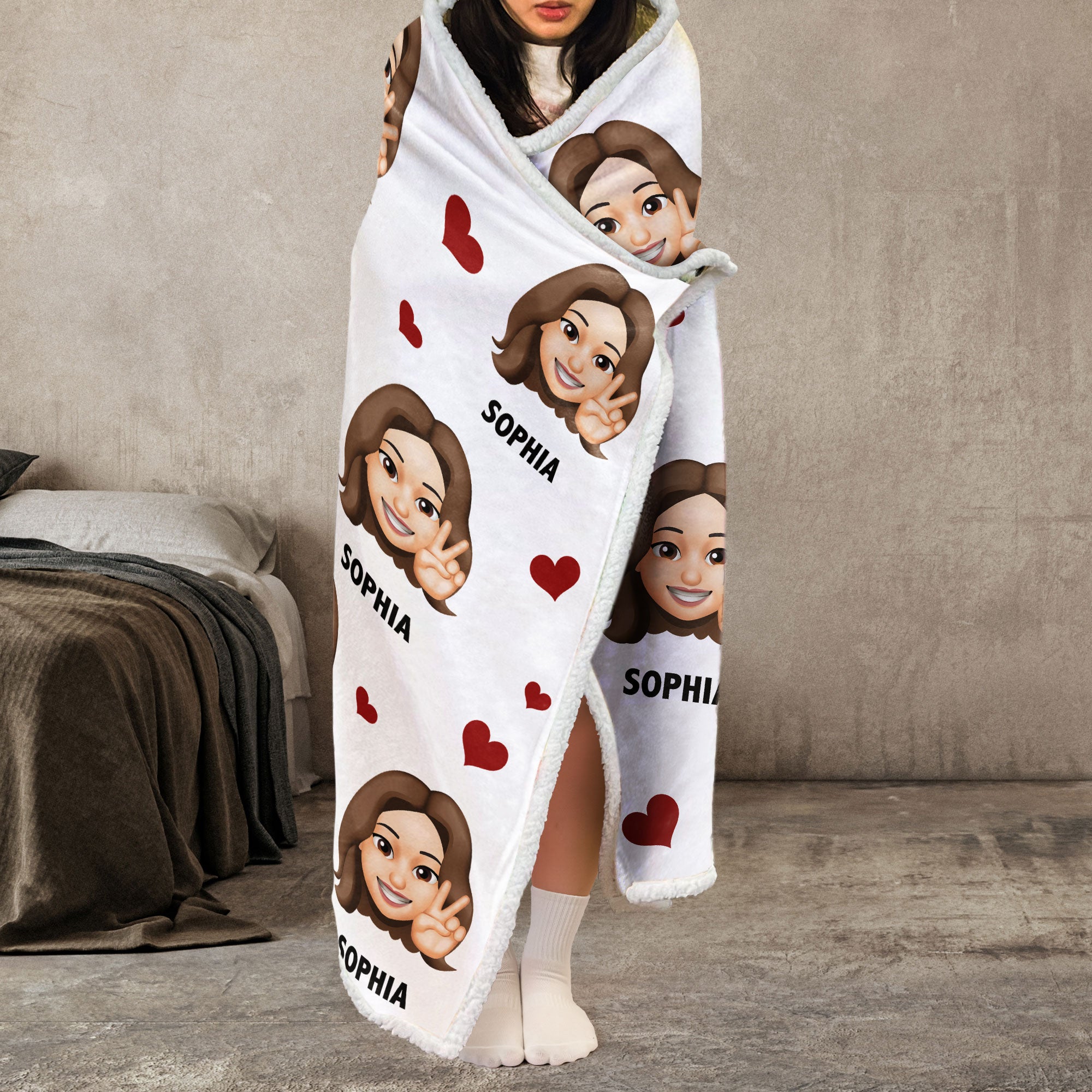 Funny Custom Emoji Style For You - Personalized Photo Wearable Blanket Hoodie