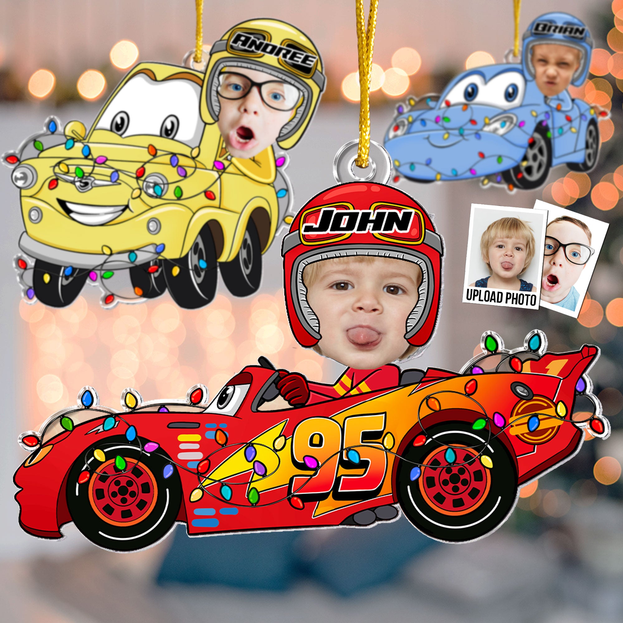 Funny Custom Kid Face Car Toys - Personalized Acrylic Photo Ornament