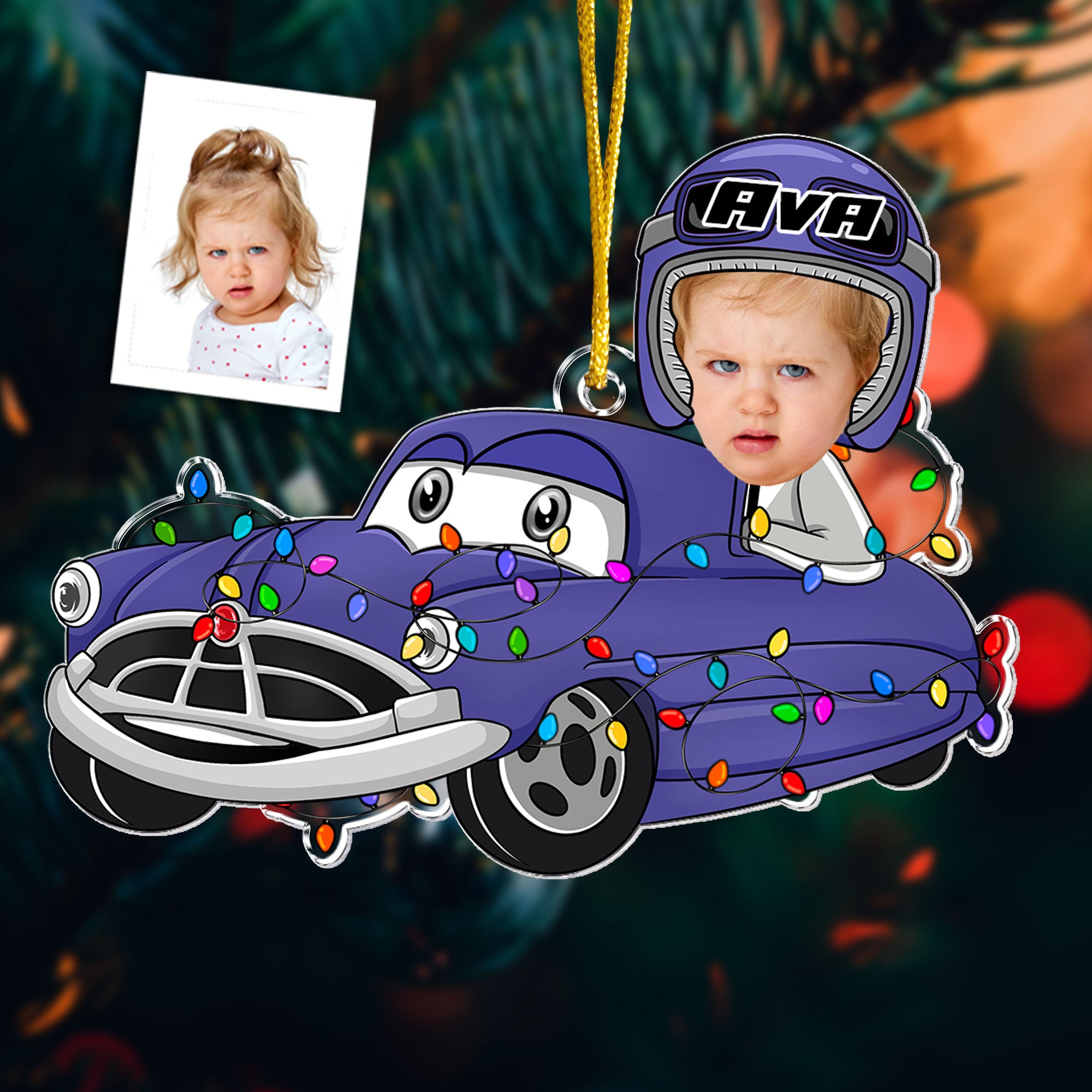 Funny Custom Kid Face Car Toys - Personalized Acrylic Photo Ornament