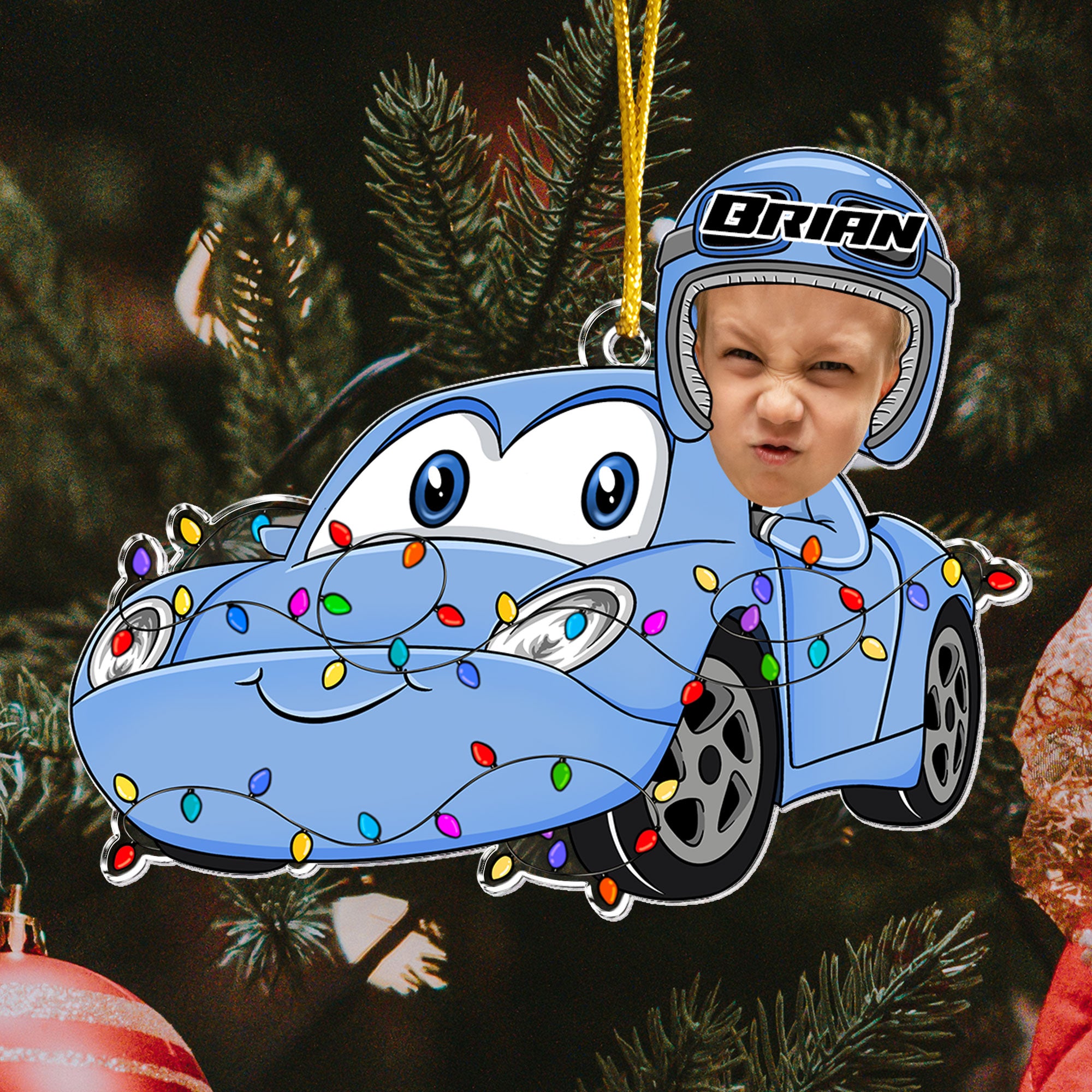 Funny Custom Kid Face Car Toys - Personalized Acrylic Photo Ornament