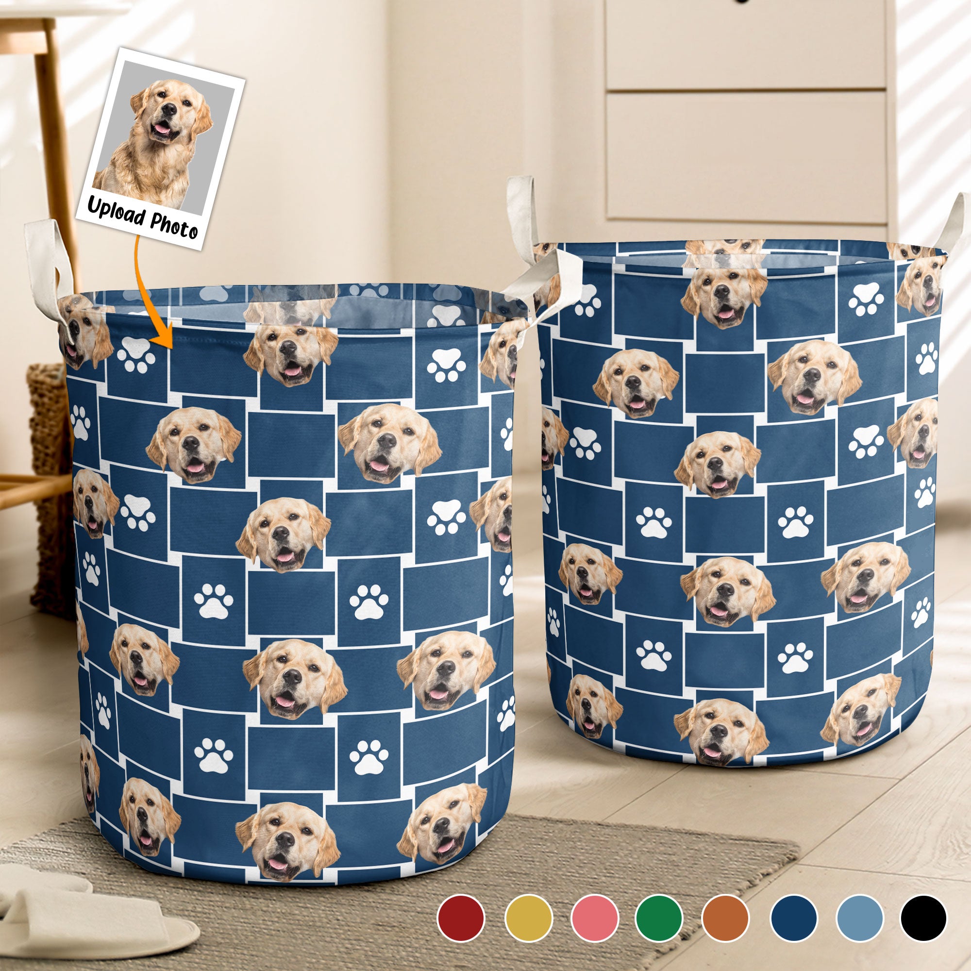 Funny Custom Pet Photo - Personalized Photo Laundry Storage Basket