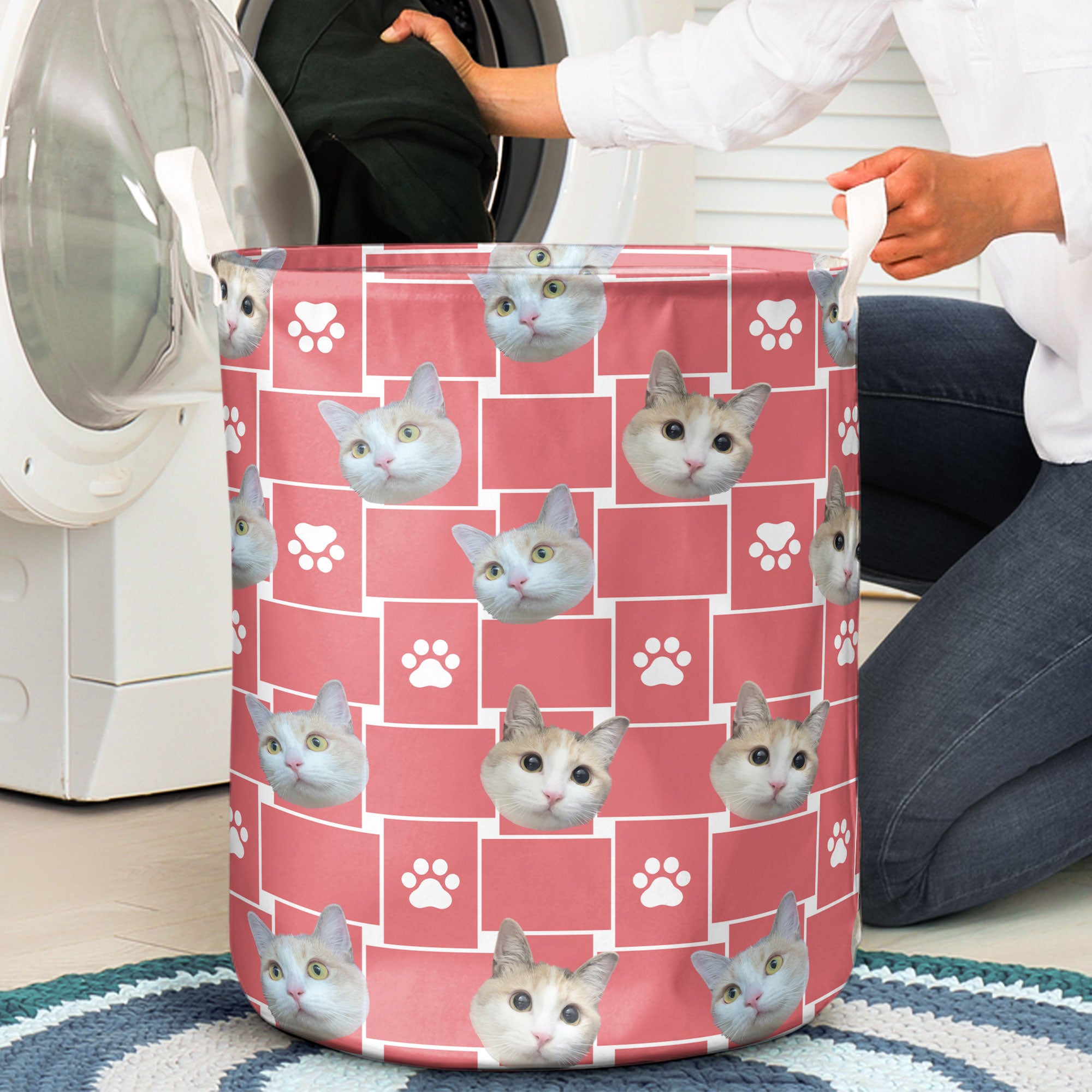 Funny Custom Pet Photo - Personalized Photo Laundry Storage Basket