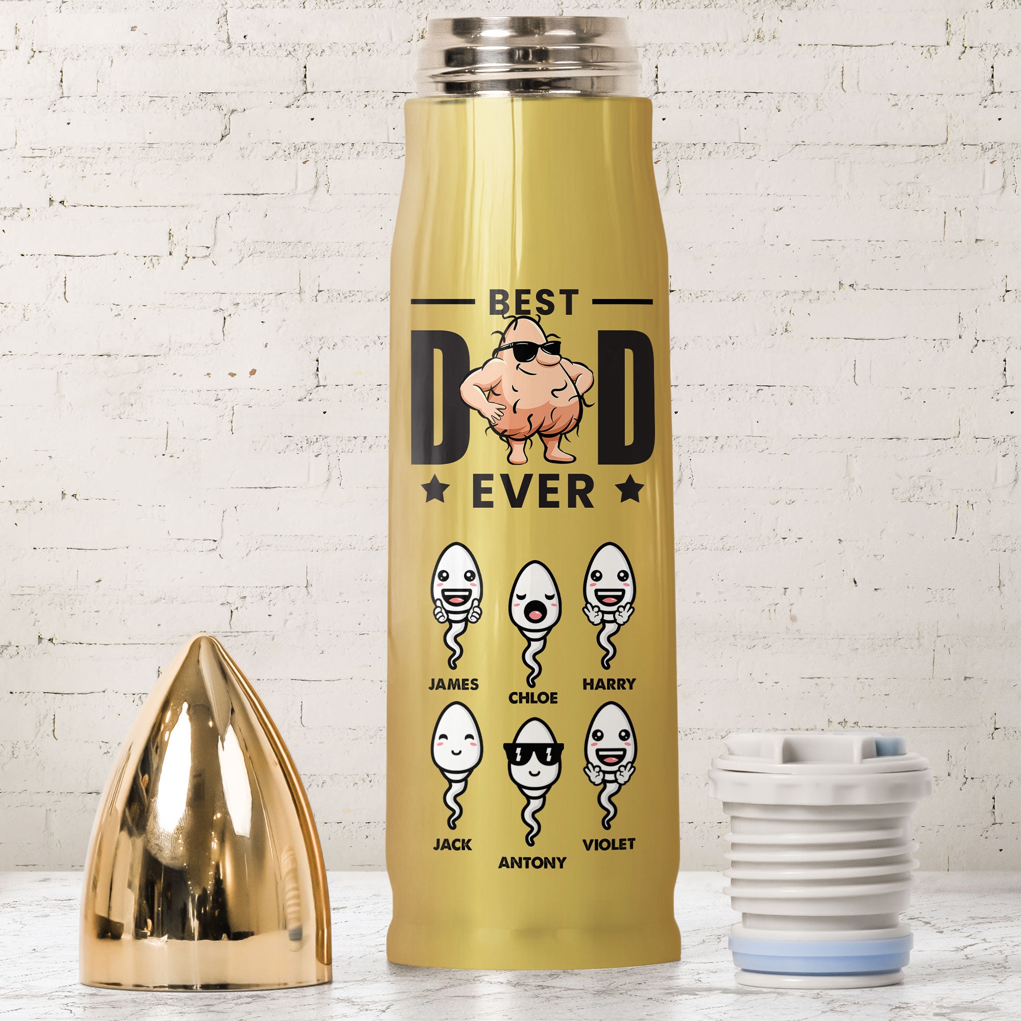 Funny Gift For Dad Thank You For Sharing DNA - Personalized Bullet Tumbler