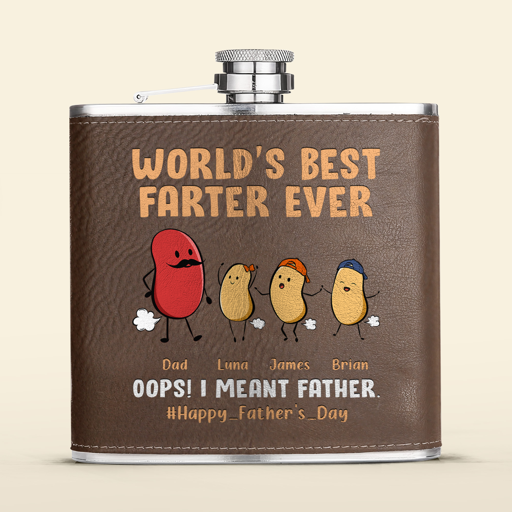 Funny Gift World's Best Farter Ever - Personalized Leather Flask