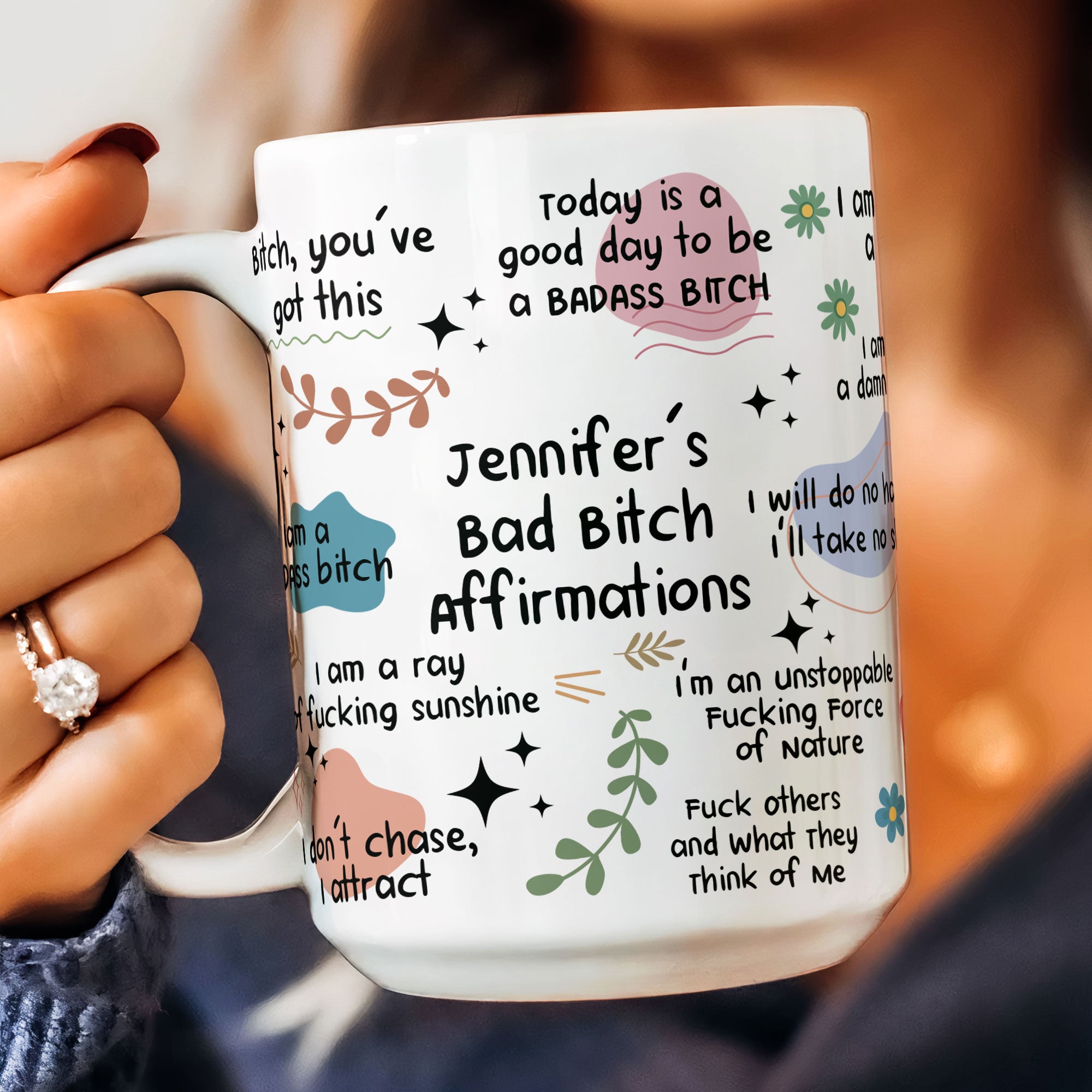 Funny Mug - Bad B*Tch Affirmations - For Coworkers, Friends, Self Gift - Personalized Mug