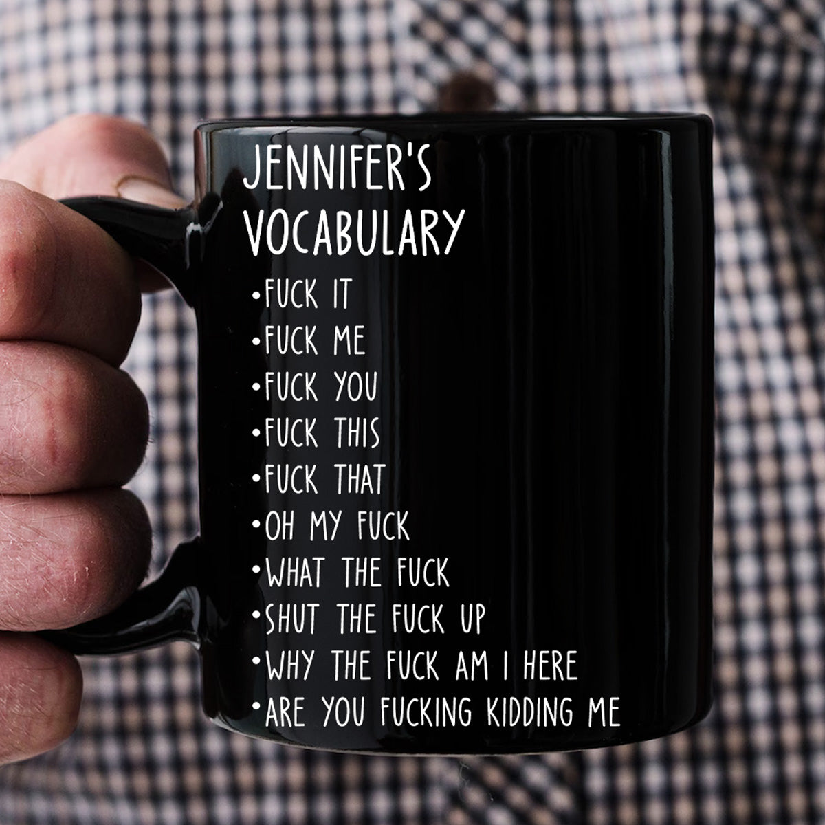 Funny Mug - Black Mug - F*Ck Vocabulary - Fun Gifts For Coworker, Friends, Boss, Nurse - Personalized Mug