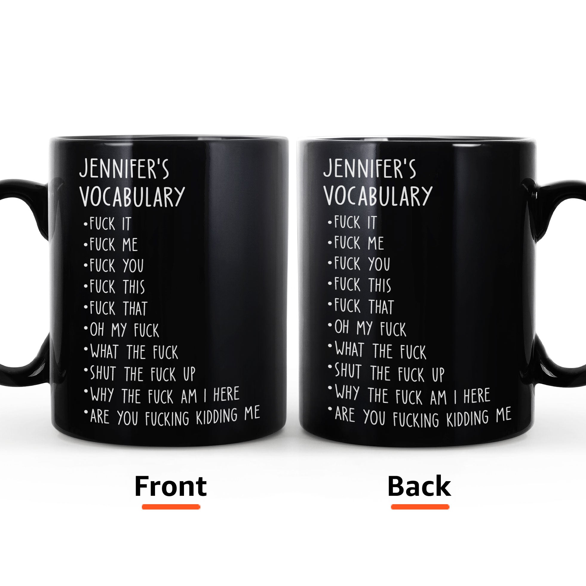 Funny Mug - Black Mug - F*Ck Vocabulary - Fun Gifts For Coworker, Friends, Boss, Nurse - Personalized Mug