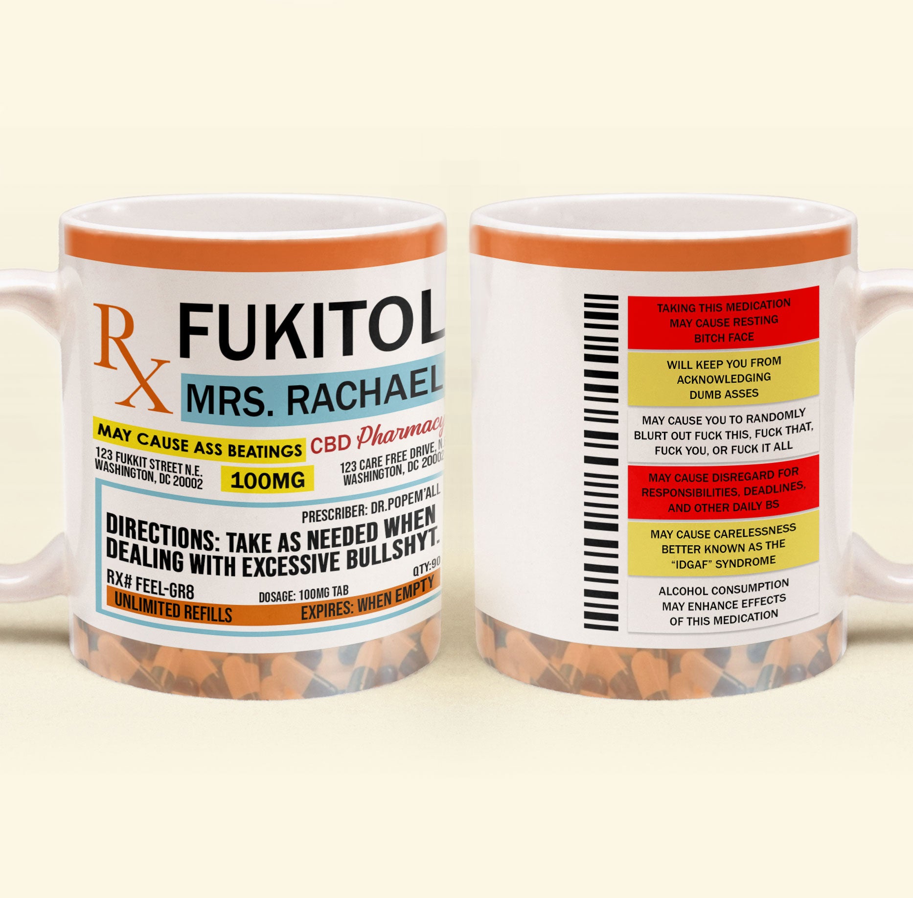 Funny Mug - Fukitol Rx Prescription - Gifts For Coworkers, Friends, Family - Personalized Mug