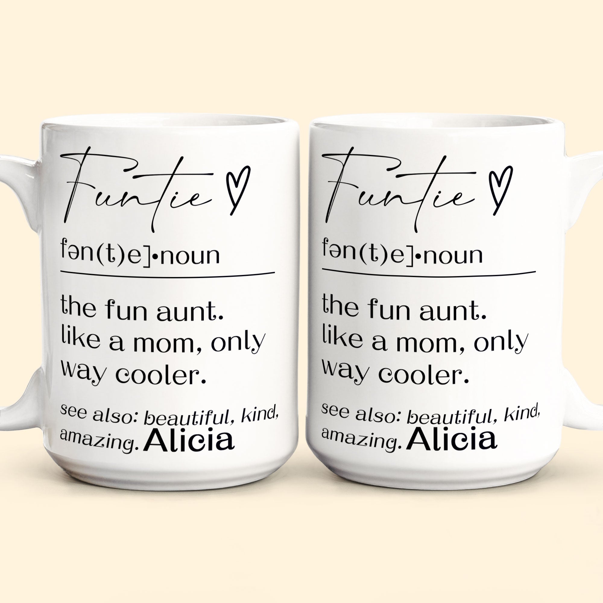 Funny Mug - Funtie Definition - Fun Gifts Aunt, Auntie, Women - Personalized Mug